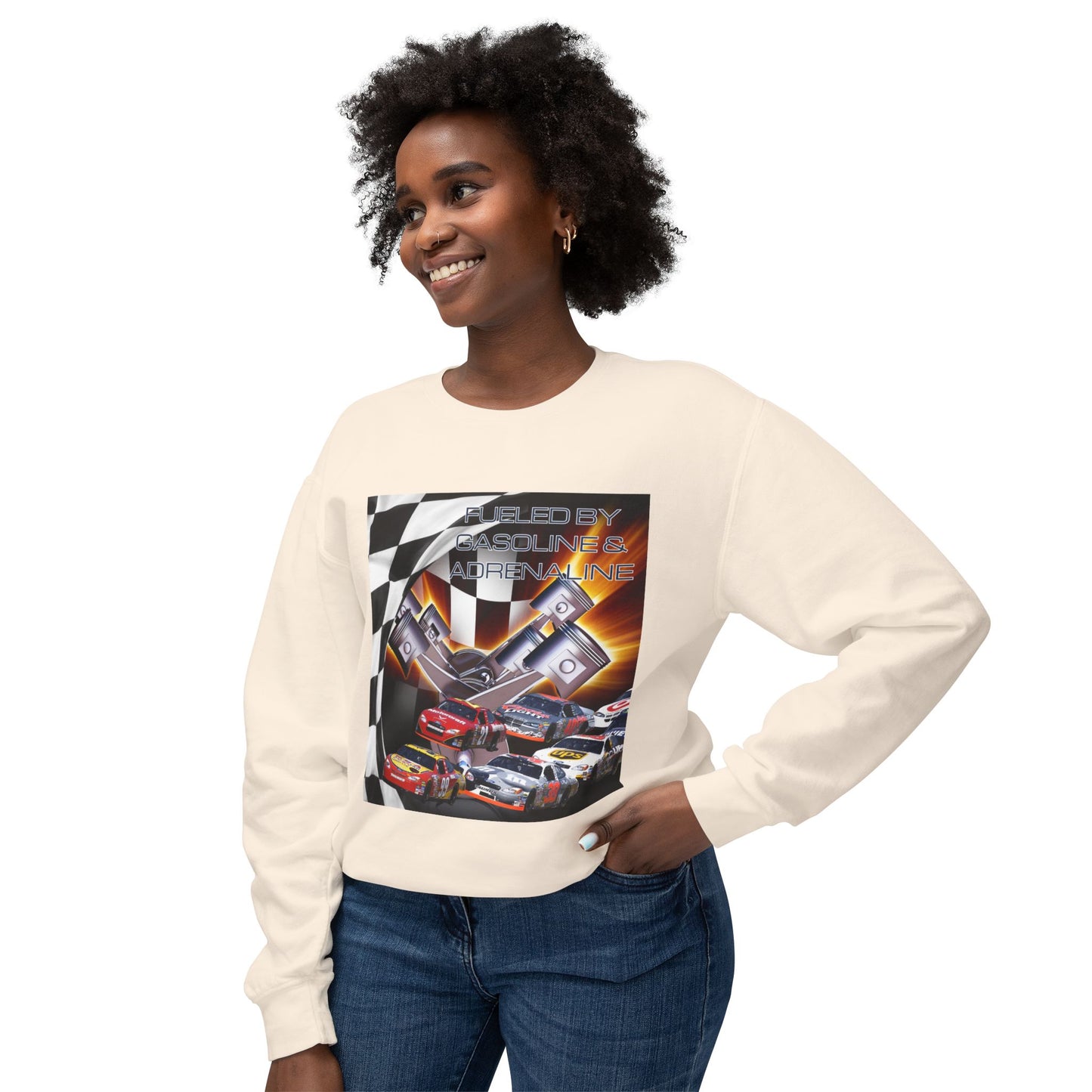 Fueled by Gasoline & Adrenaline - Unisex Lightweight Crewneck Sweatshirt