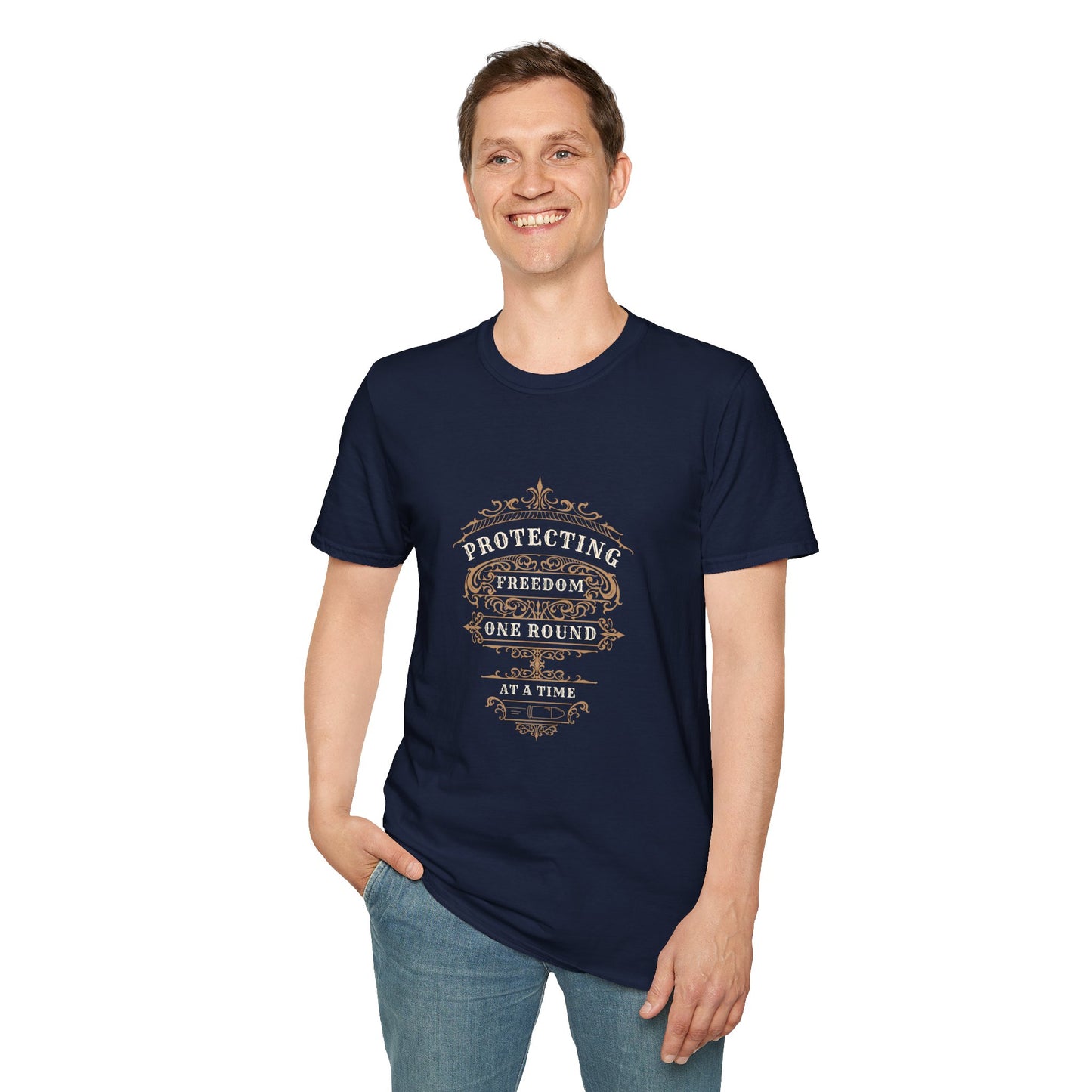 Protecting Freedom, One Round at a Time - Unisex Softstyle T-Shirt