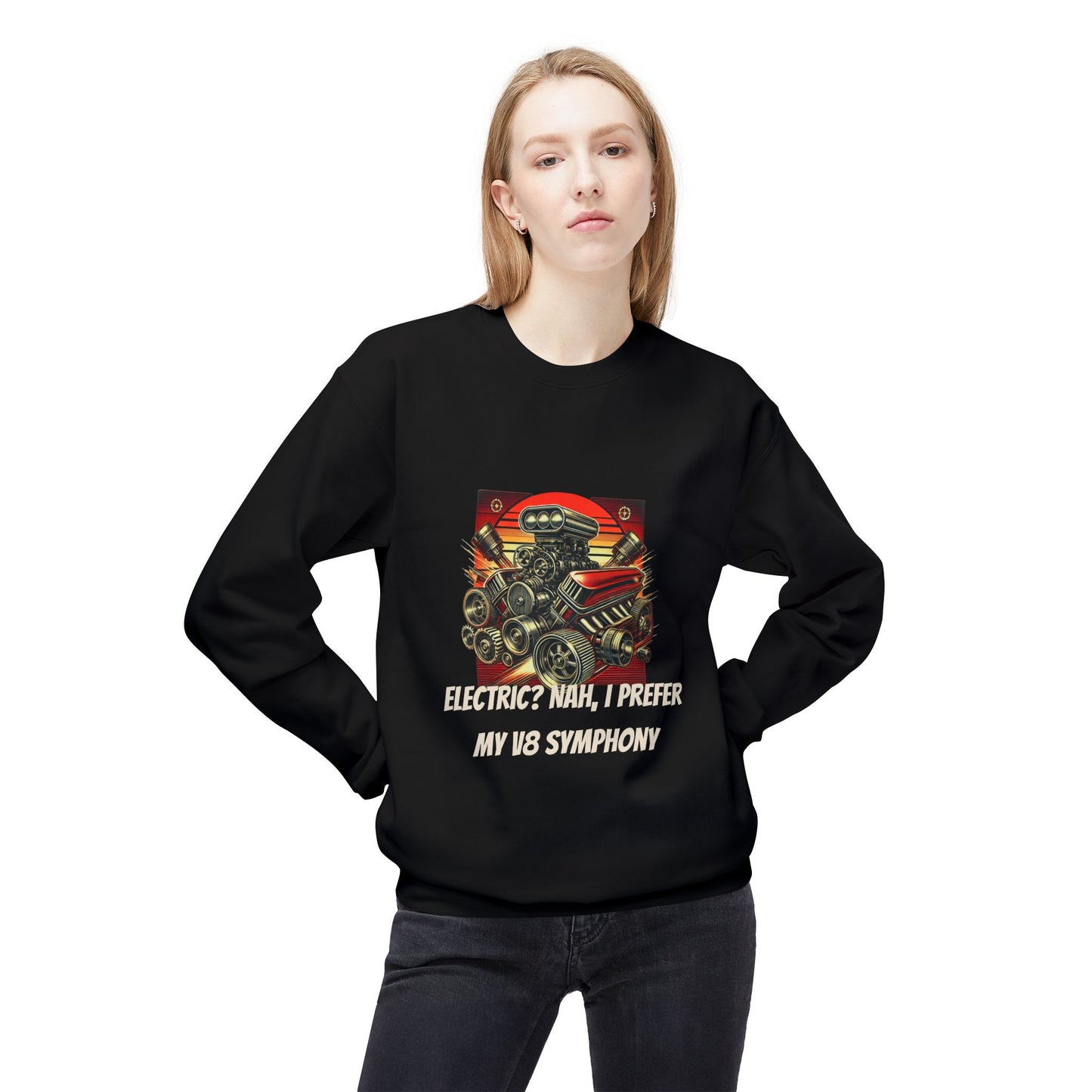 Electric? Nah, I Prefer My V8 Symphony - Unisex Midweight Softstyle Fleece Crewneck Sweatshirt