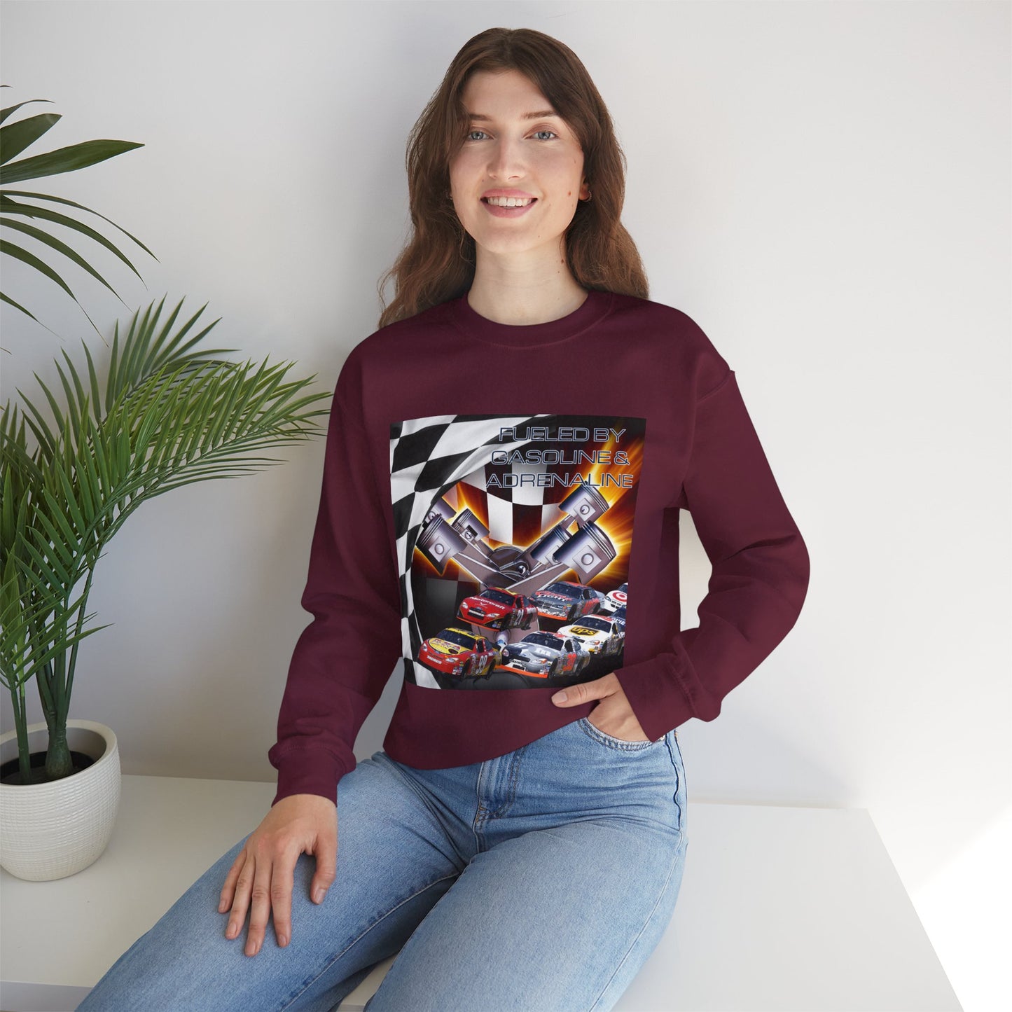 Fueled by Gasoline & Adrenaline - Unisex Heavy Blend™ Crewneck Sweatshirt