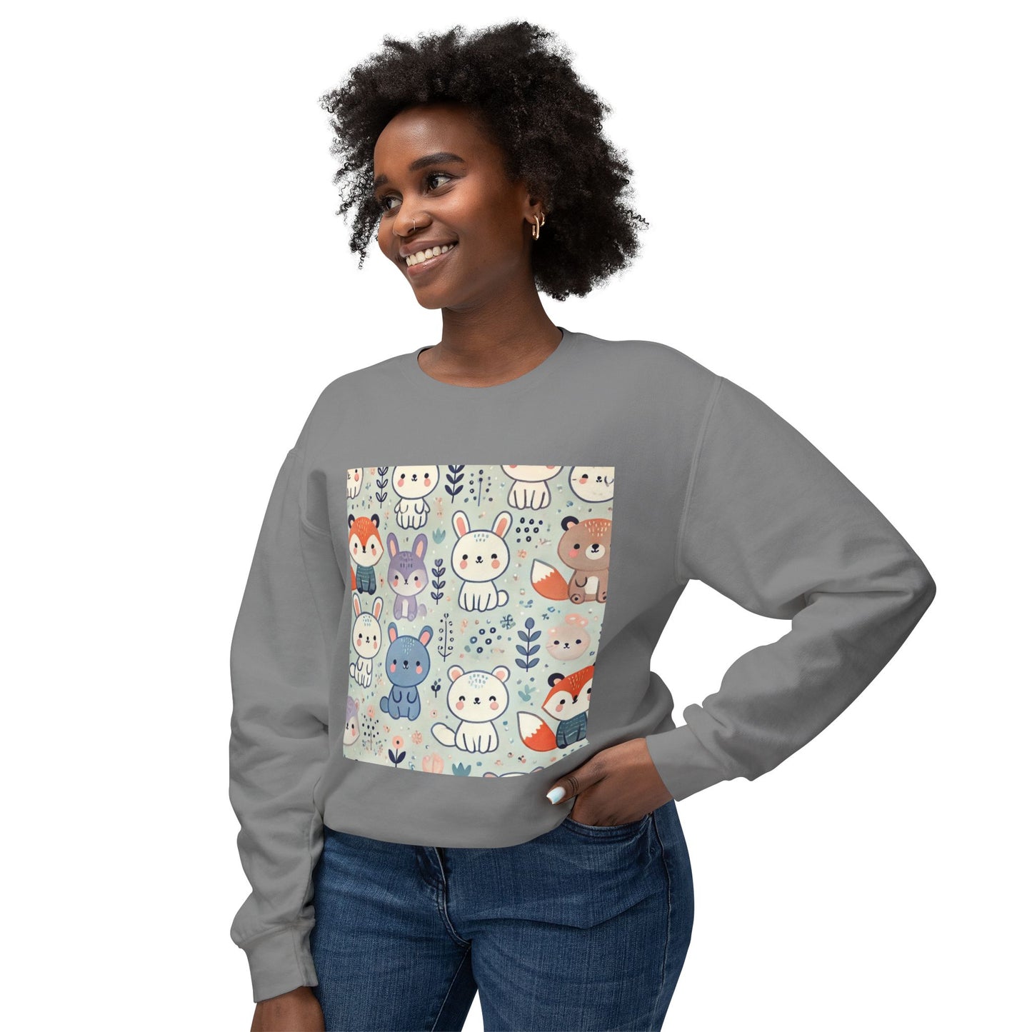 Whimsical Companions - Unisex Lightweight Crewneck Sweatshirt