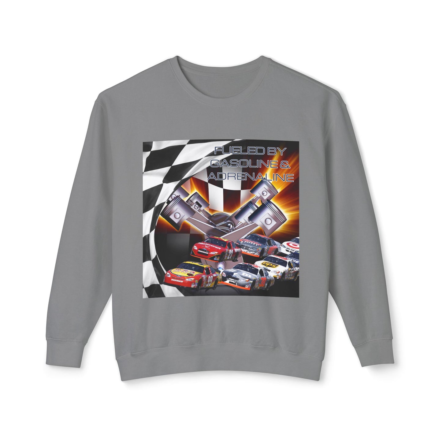 Fueled by Gasoline & Adrenaline - Unisex Lightweight Crewneck Sweatshirt