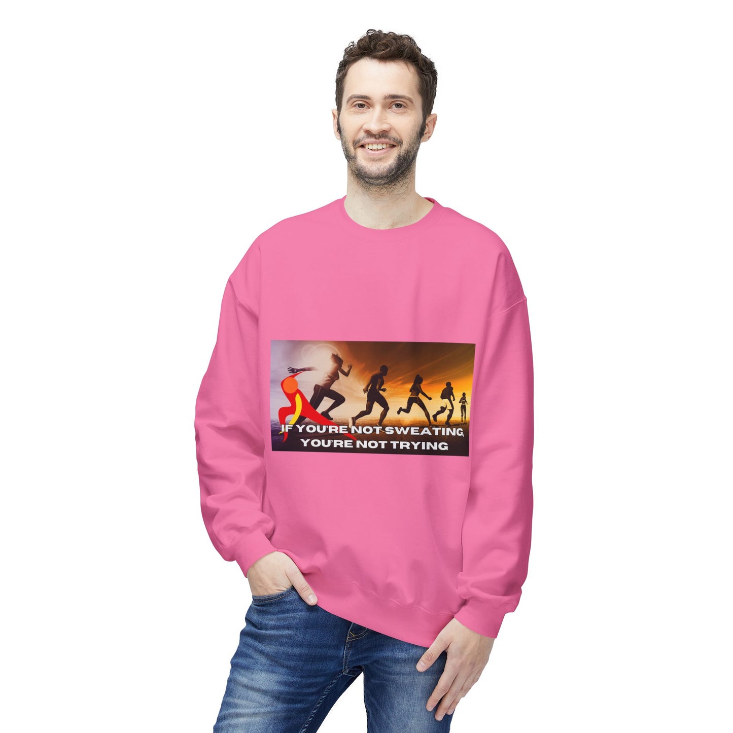 If You’re Not Sweating, You’re Not Trying - Unisex Midweight Softstyle Fleece Crewneck Sweatshirt