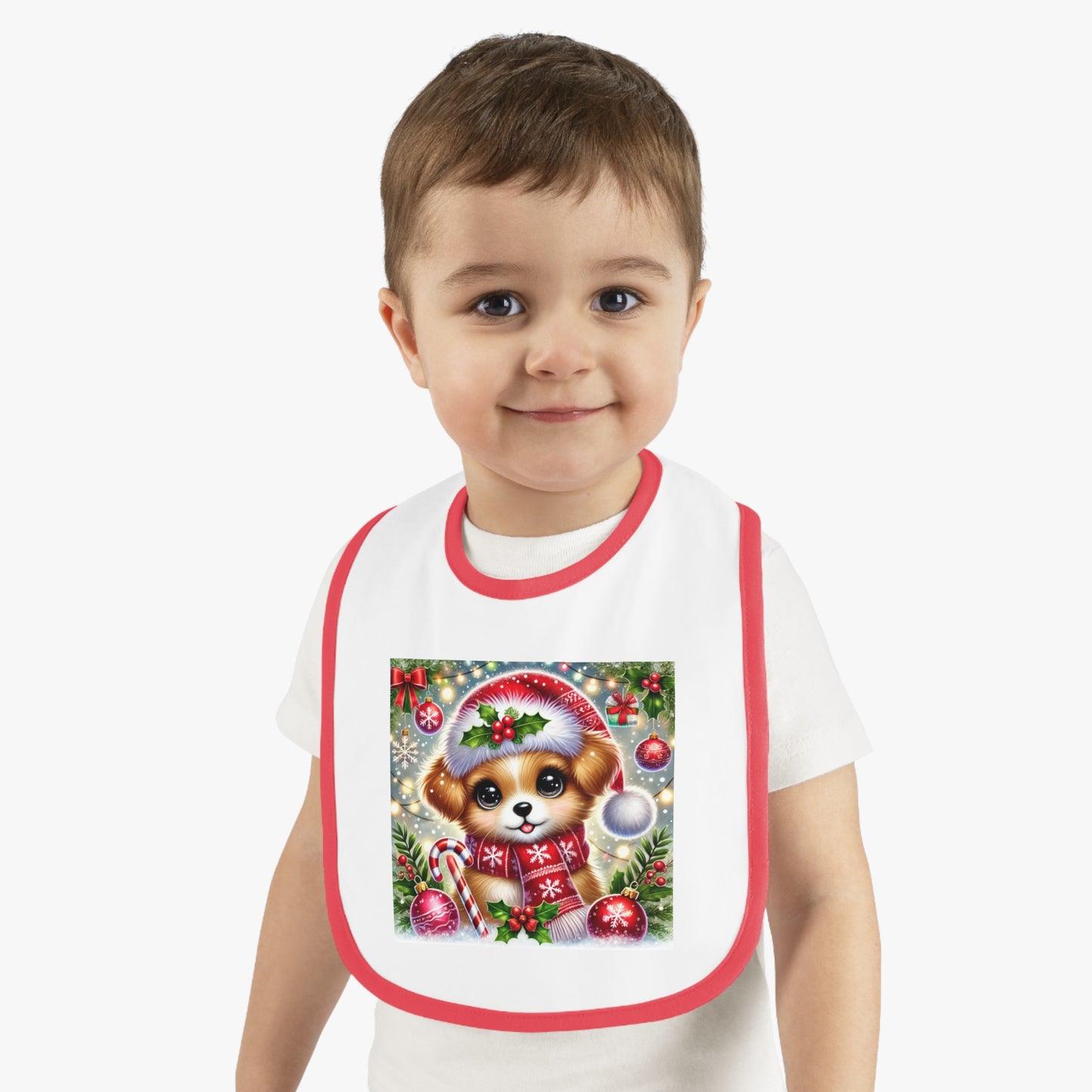 Paws-itively Merry Christmas - Baby Contrast Trim Jersey Bib