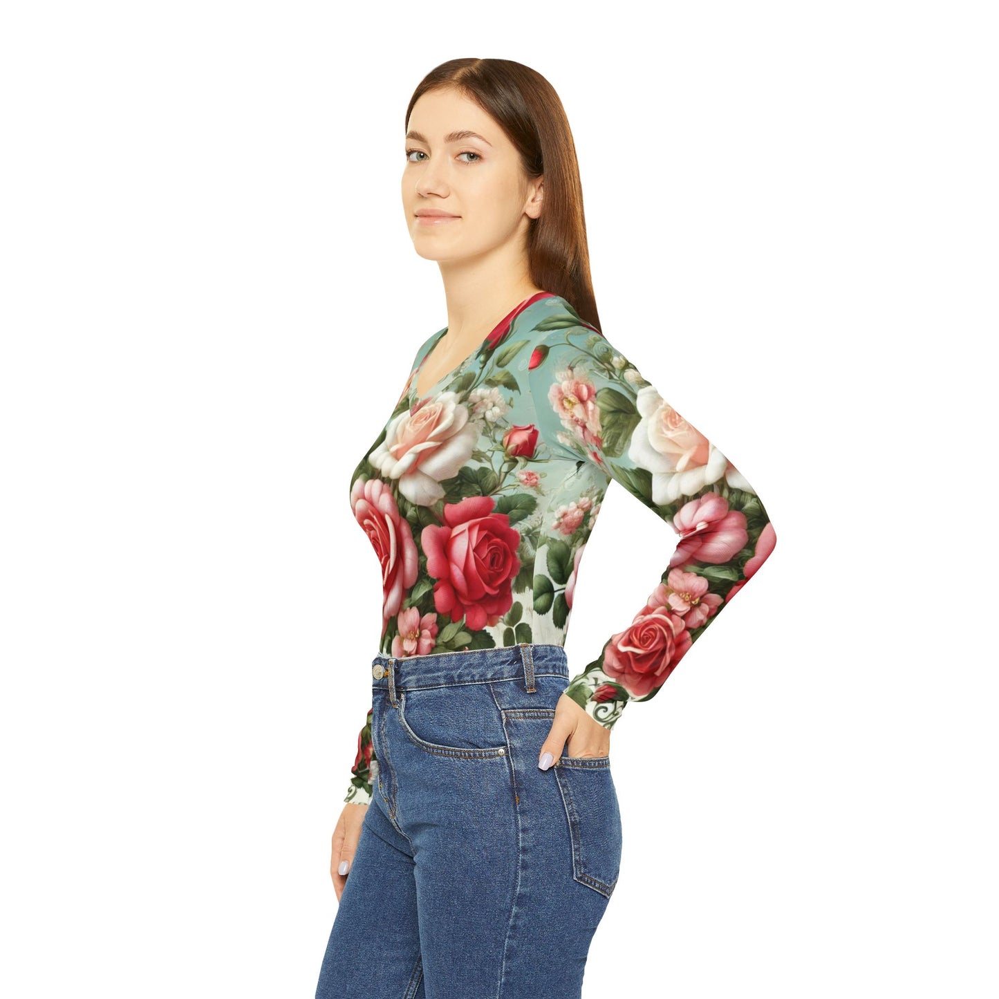 Rose Reverie - Women's Long Sleeve V-neck Shirt