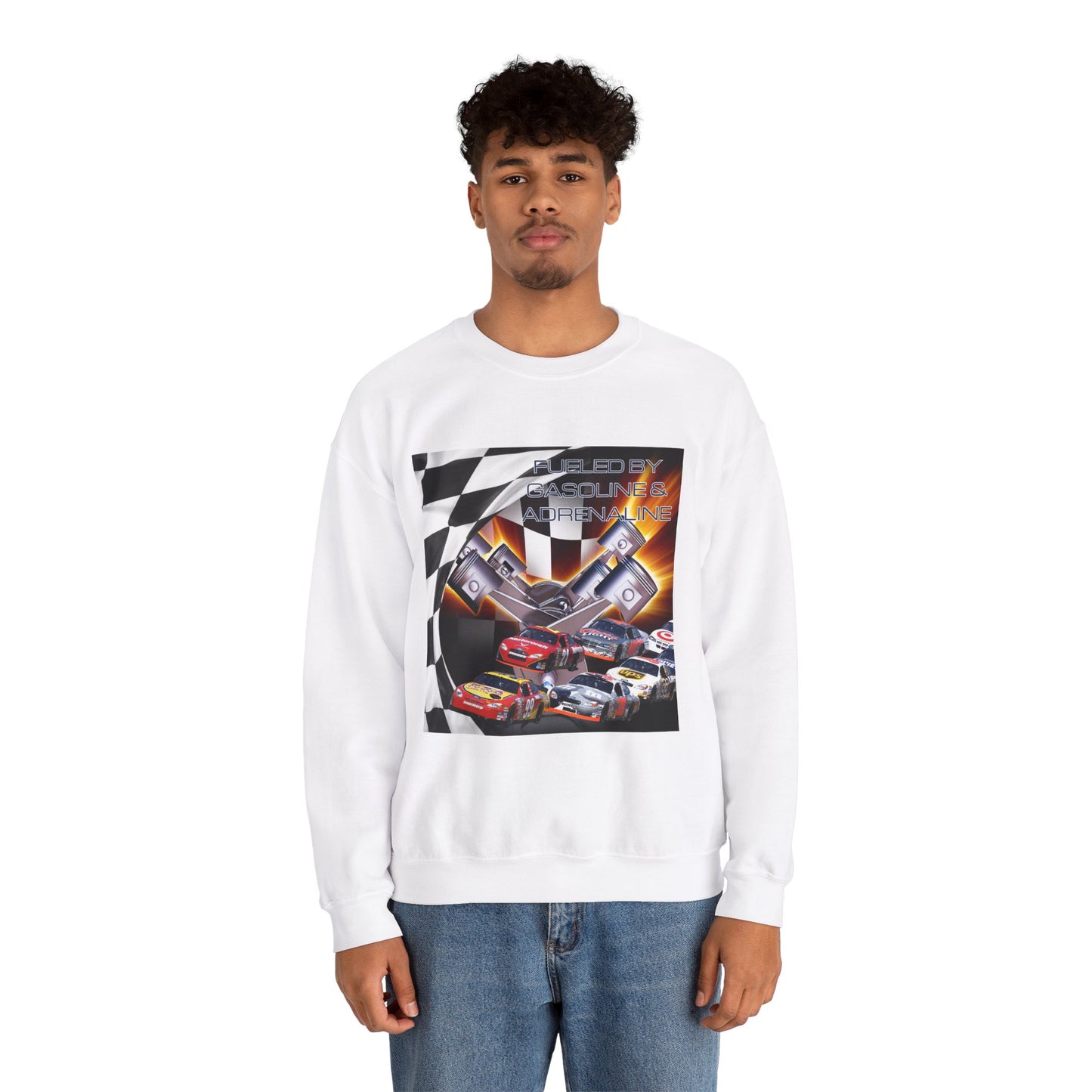 Fueled by Gasoline & Adrenaline - Unisex Heavy Blend™ Crewneck Sweatshirt