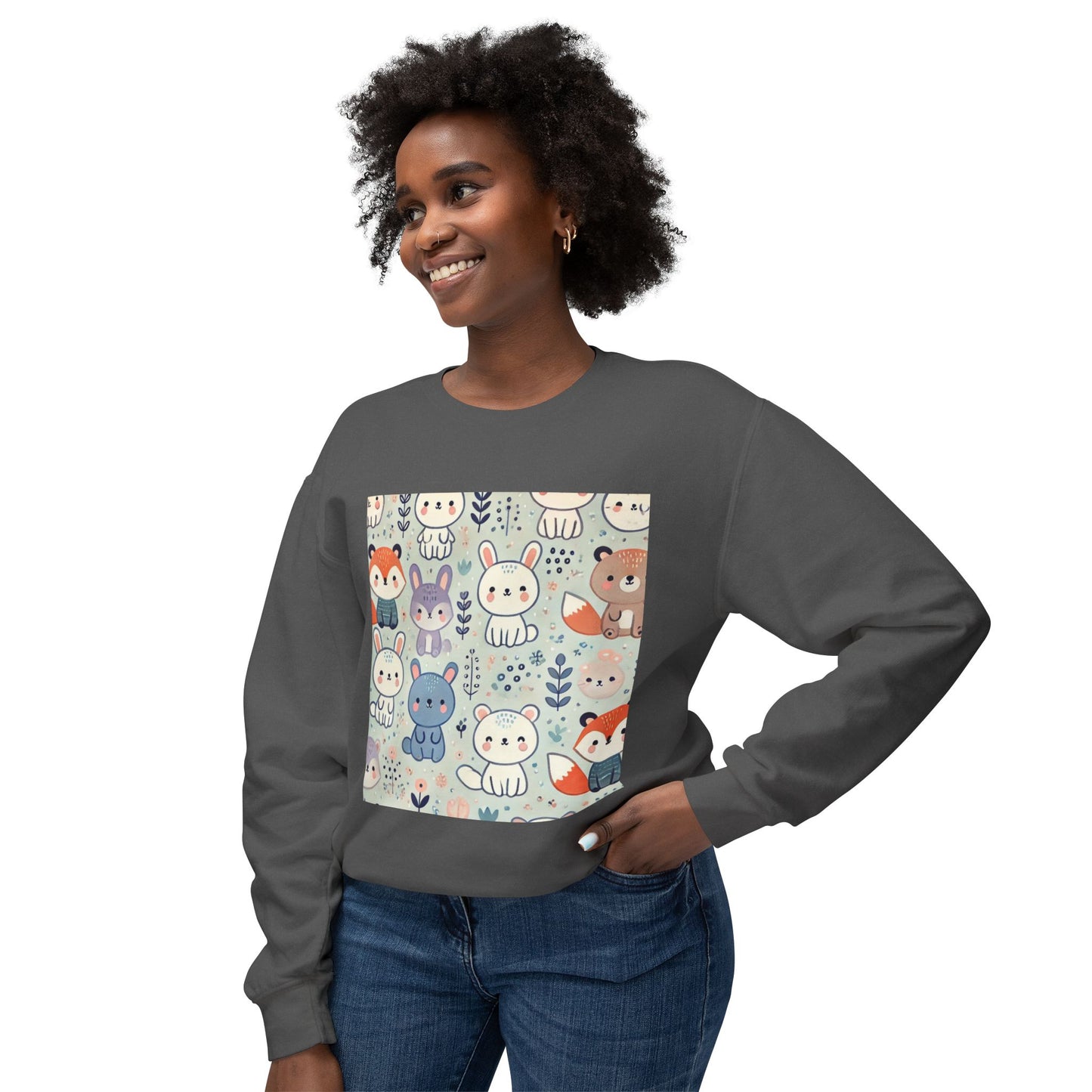 Whimsical Companions - Unisex Lightweight Crewneck Sweatshirt