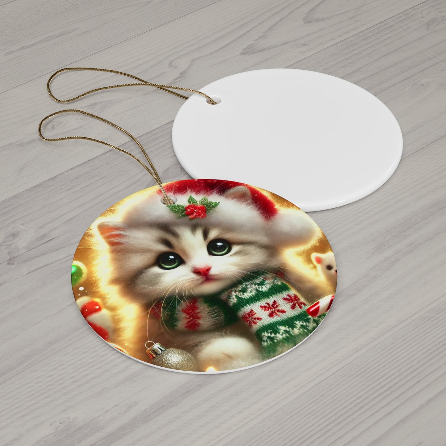 Purr-fectly Merry Christmas - Ceramic Ornament, 4 Shapes