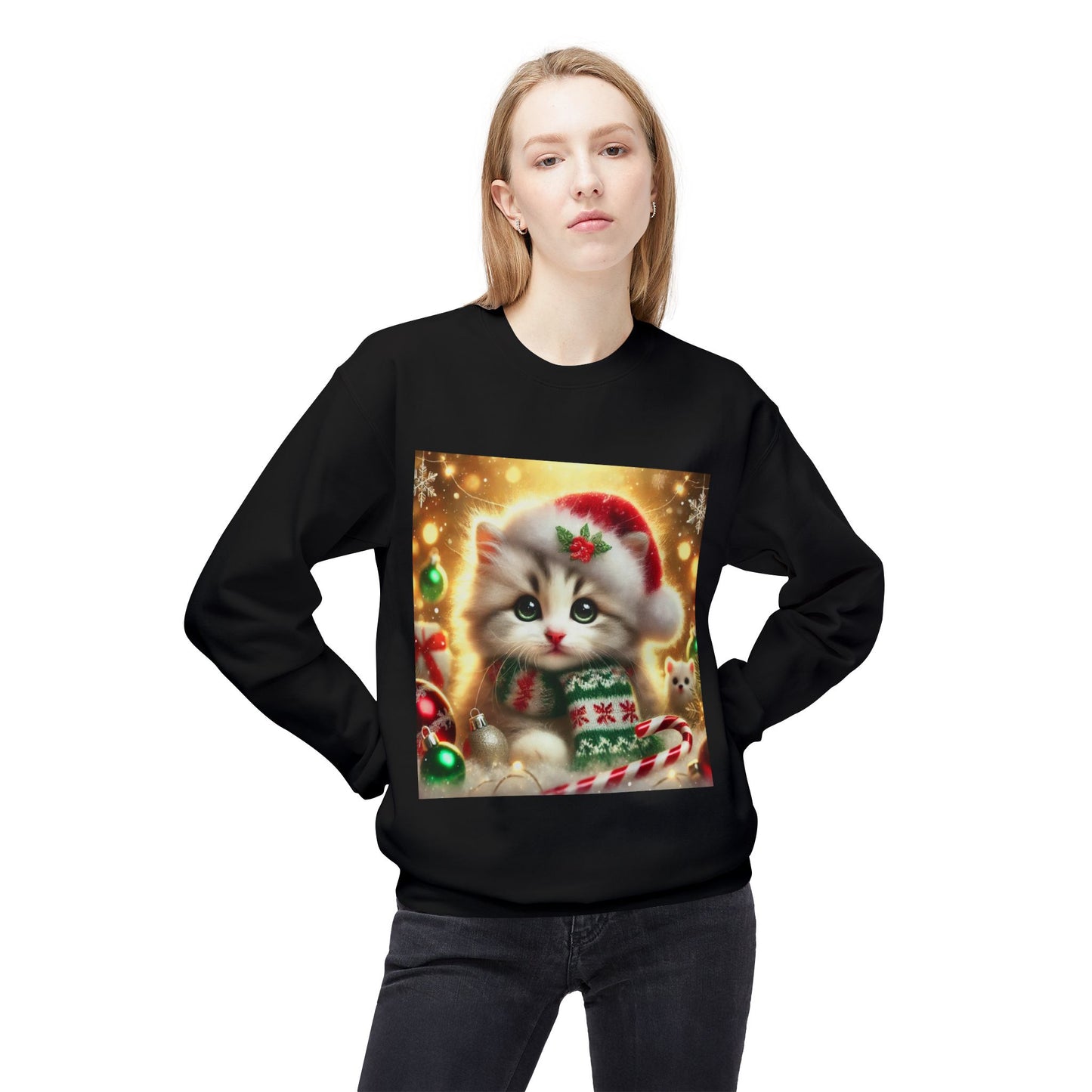 Purr-fectly Merry Christmas - Unisex Midweight Softstyle Fleece Crewneck Sweatshirt