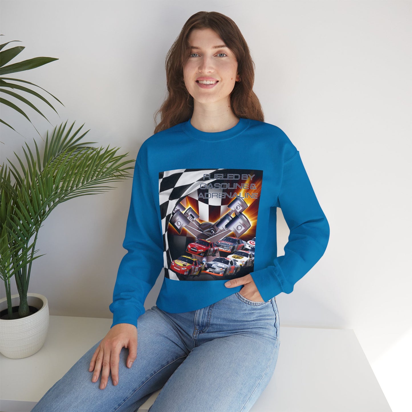 Fueled by Gasoline & Adrenaline - Unisex Heavy Blend™ Crewneck Sweatshirt