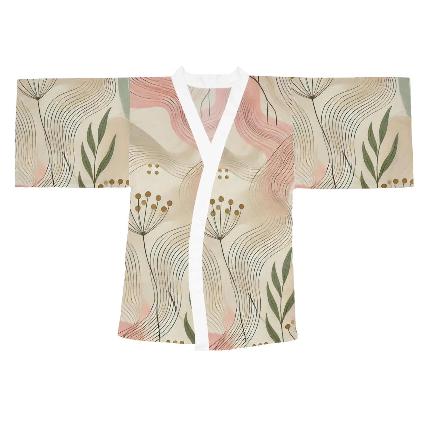 Botanical Breeze - Long Sleeve Kimono Robe (AOP)