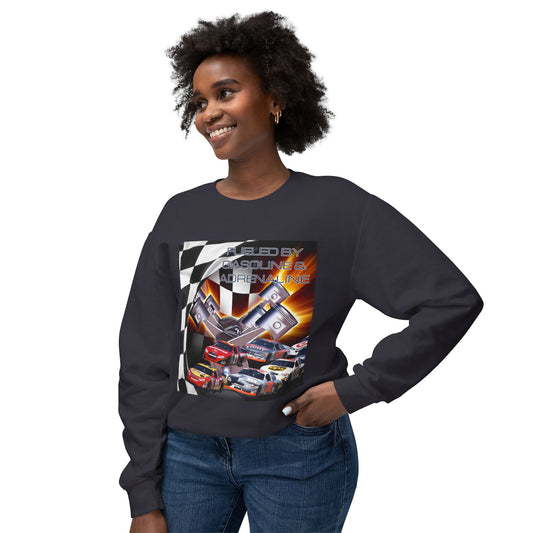 Fueled by Gasoline & Adrenaline - Unisex Lightweight Crewneck Sweatshirt