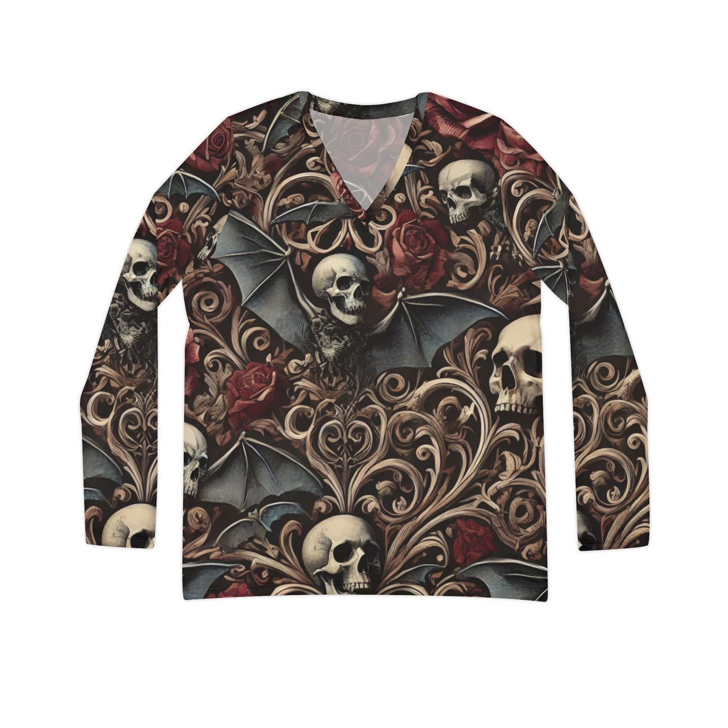 Nocturnal Elegy - Women's Long Sleeve V-neck Shirt (AOP)