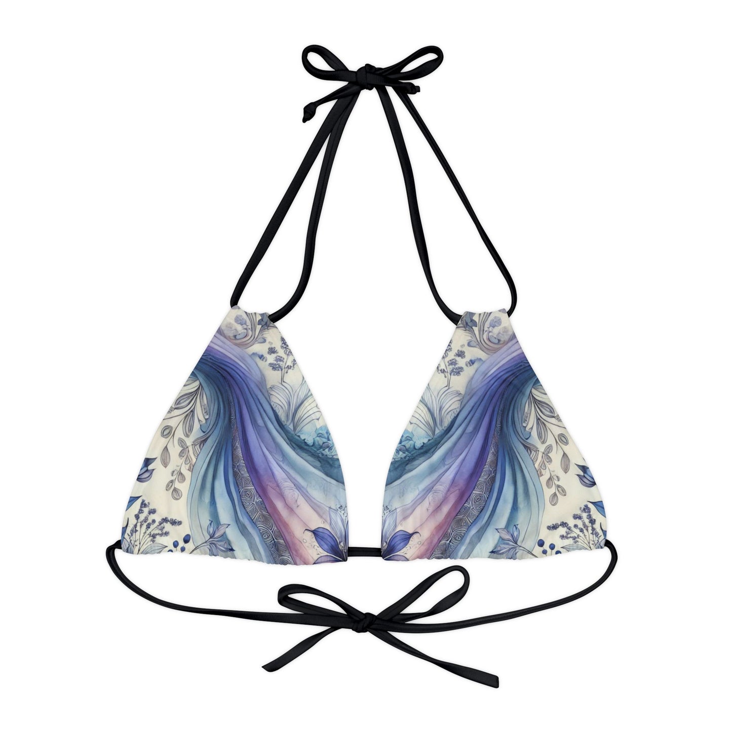 Twilight Bloom - Strappy Triangle Bikini Top (AOP)