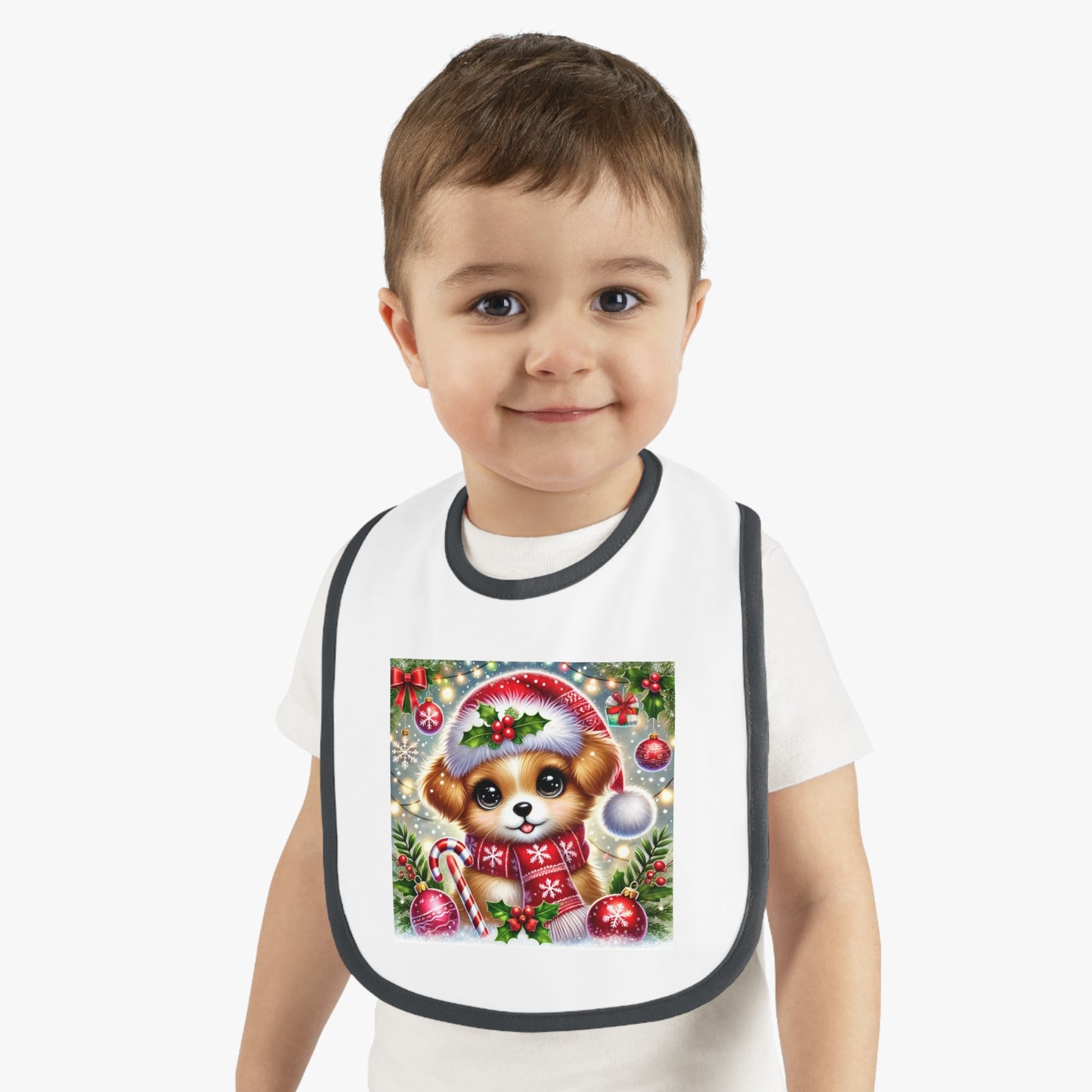 Paws-itively Merry Christmas - Baby Contrast Trim Jersey Bib