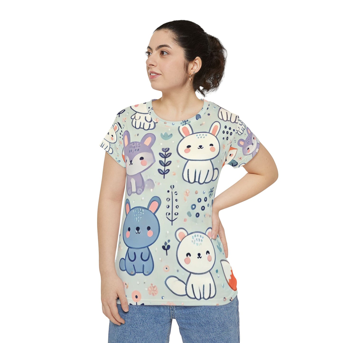 Whimsical Companions - Women's Short Sleeve Shirt (AOP)