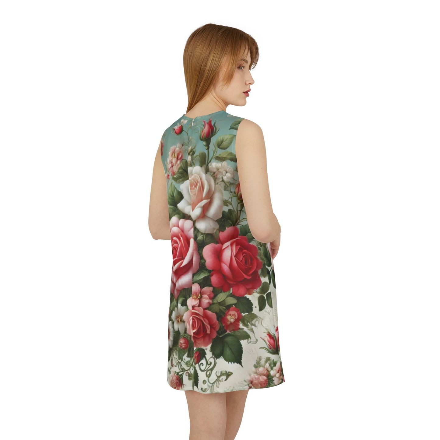 Rose Reverie - A-line Sleeveless Dress