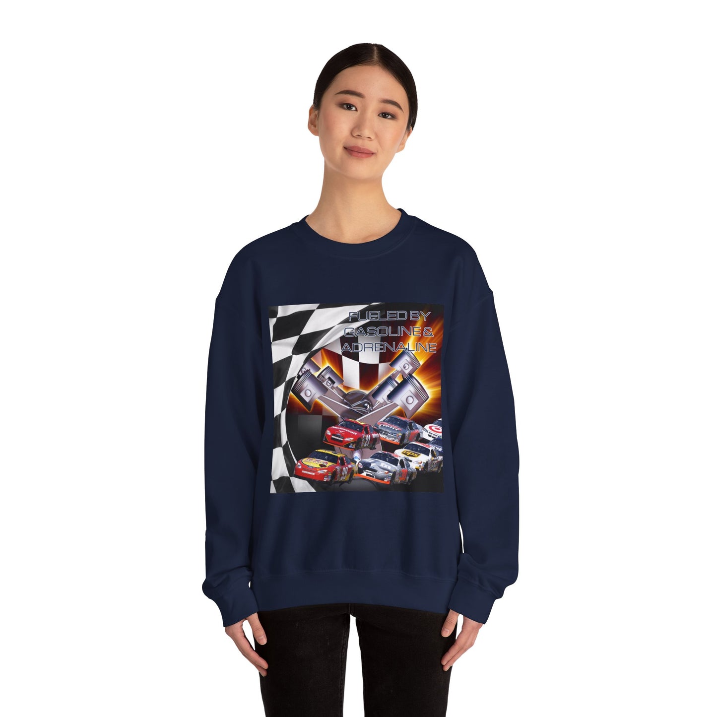 Fueled by Gasoline & Adrenaline - Unisex Heavy Blend™ Crewneck Sweatshirt