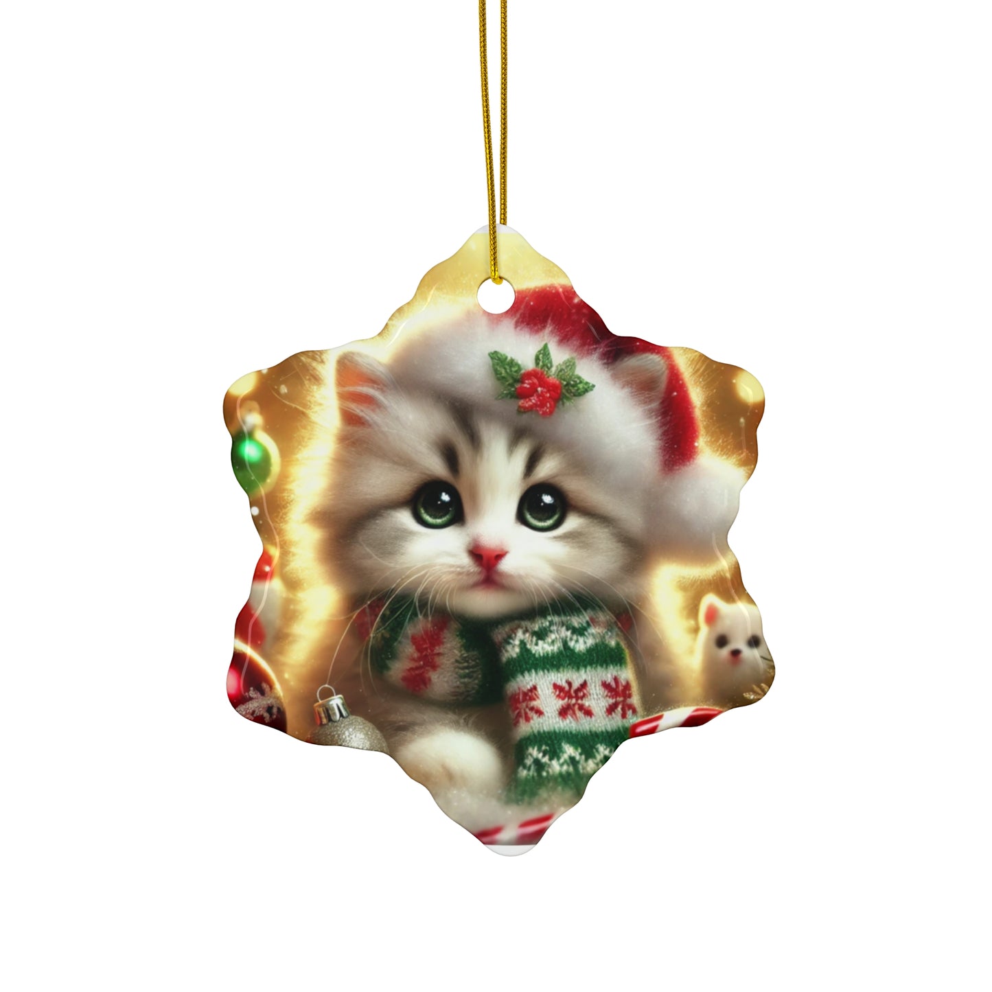 Purr-fectly Merry Christmas - Ceramic Ornament, 4 Shapes