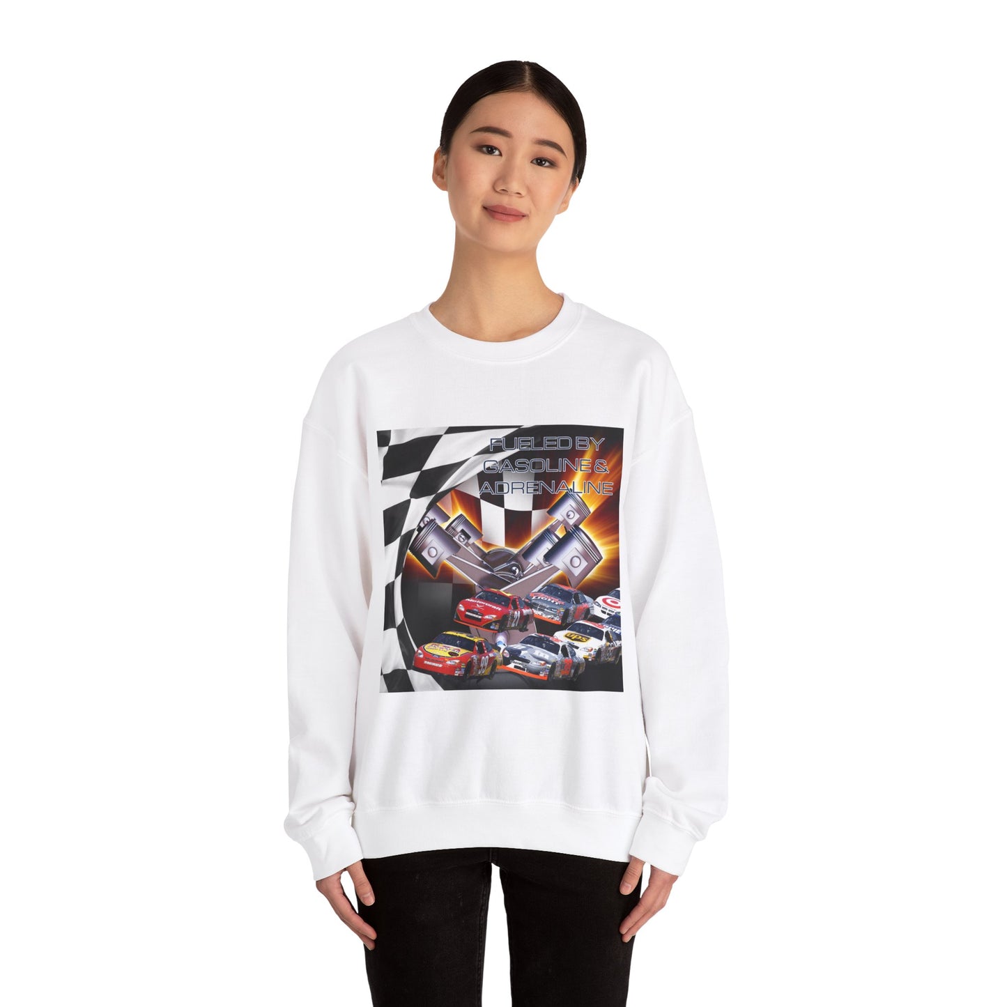 Fueled by Gasoline & Adrenaline - Unisex Heavy Blend™ Crewneck Sweatshirt