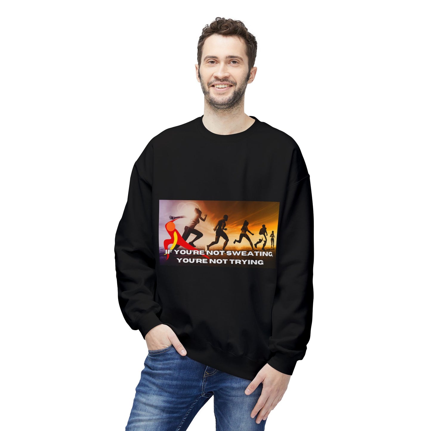 If You’re Not Sweating, You’re Not Trying - Unisex Midweight Softstyle Fleece Crewneck Sweatshirt