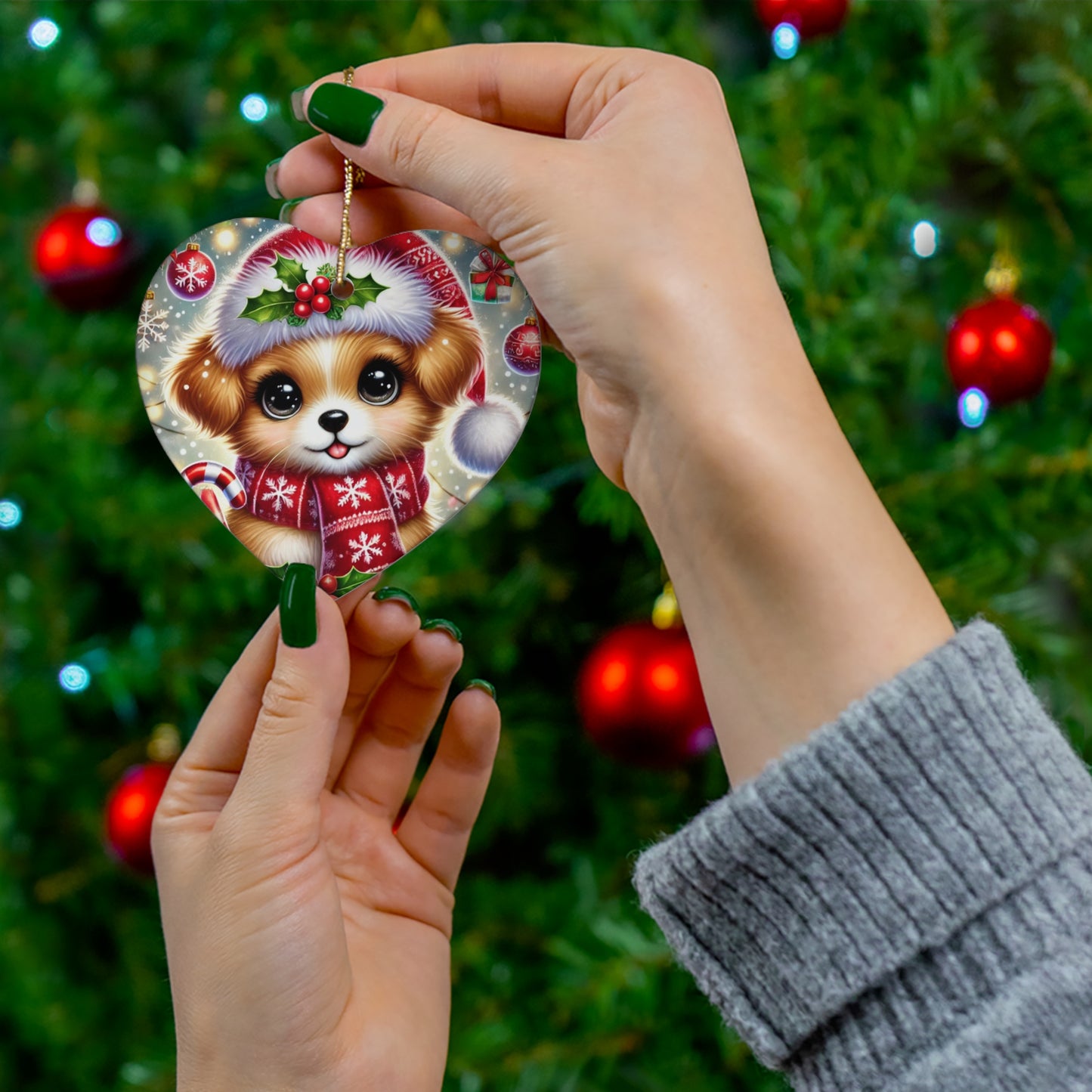 Paws-itively Merry Christmas - Ceramic Ornament, 4 Shapes