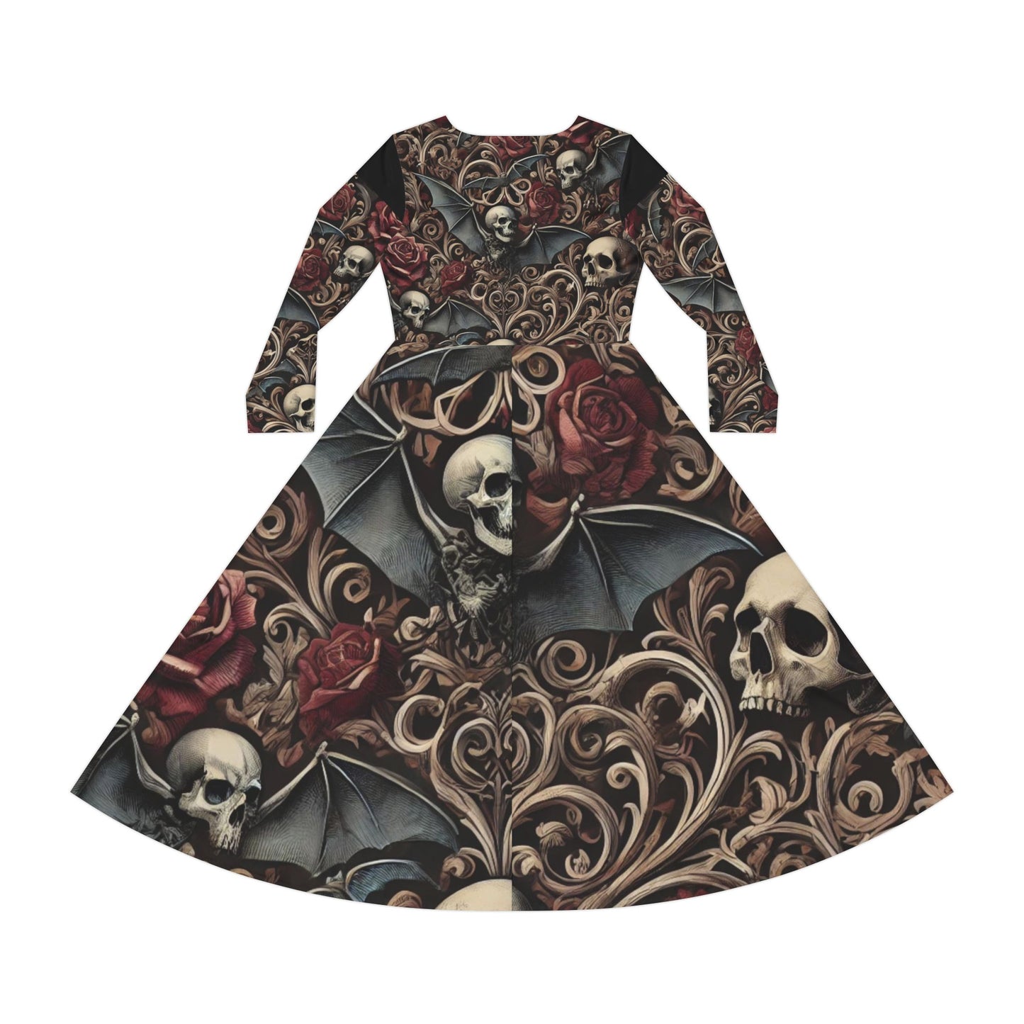 Nocturnal Elegy - Women's Long Sleeve Dance Dress (AOP)