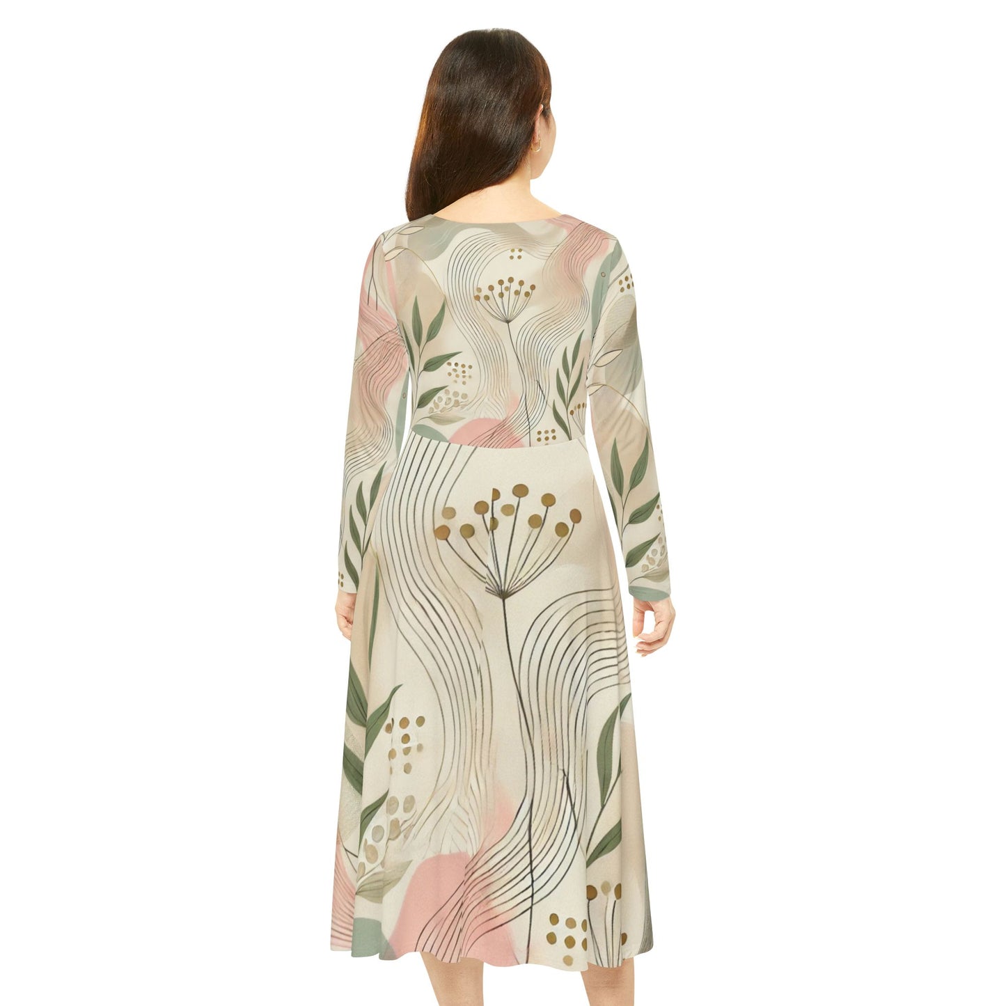 Botanical Breeze - Women's Long Sleeve Dance Dress (AOP)