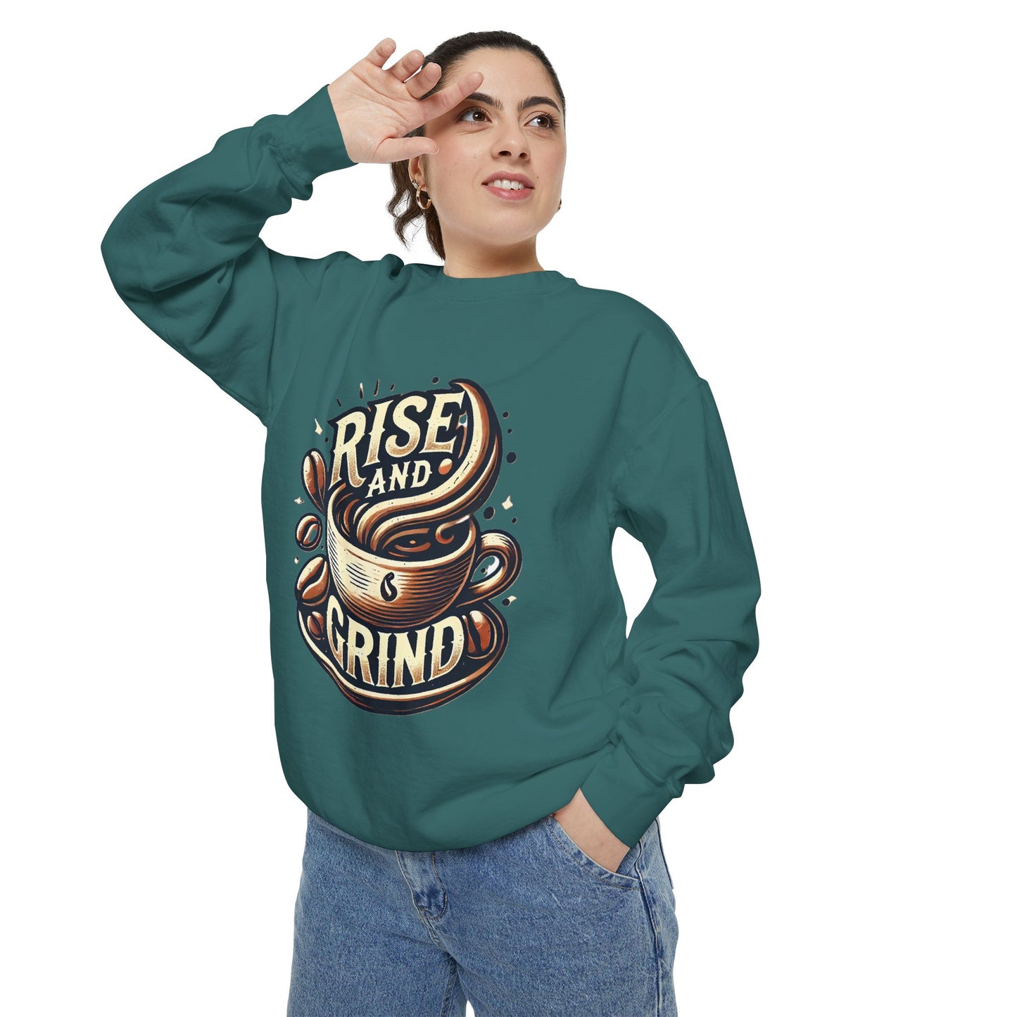 Rise and Grind - Unisex Garment-Dyed Sweatshirt