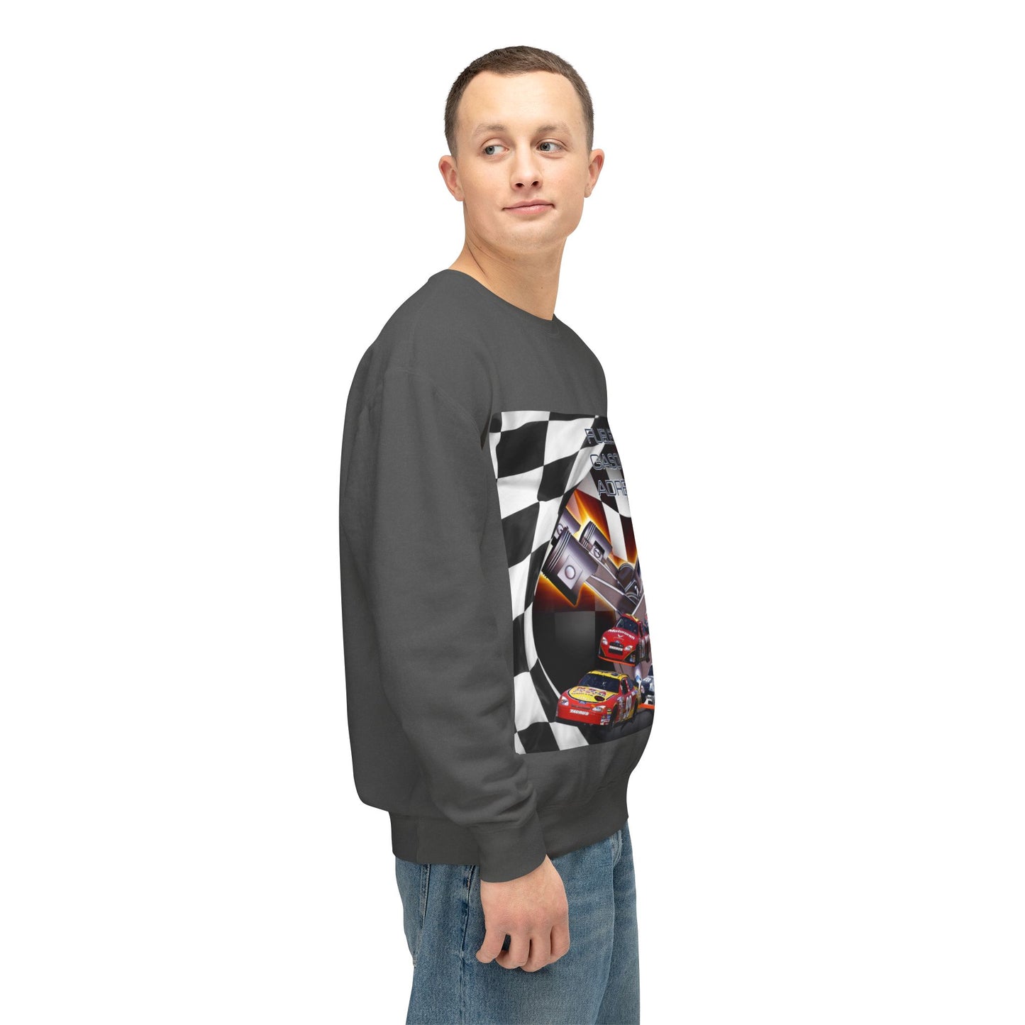 Fueled by Gasoline & Adrenaline - Unisex Lightweight Crewneck Sweatshirt