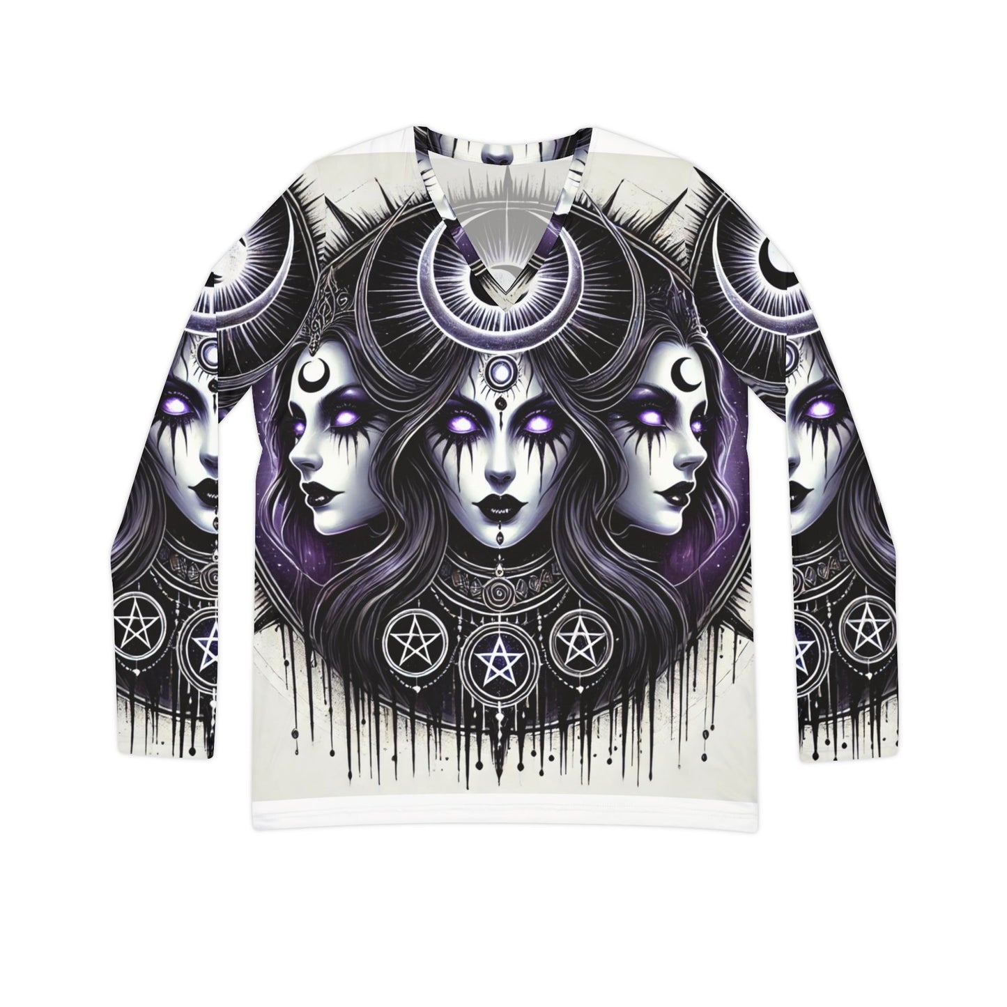 Triple Goddess - Women's Long Sleeve V-neck Shirt