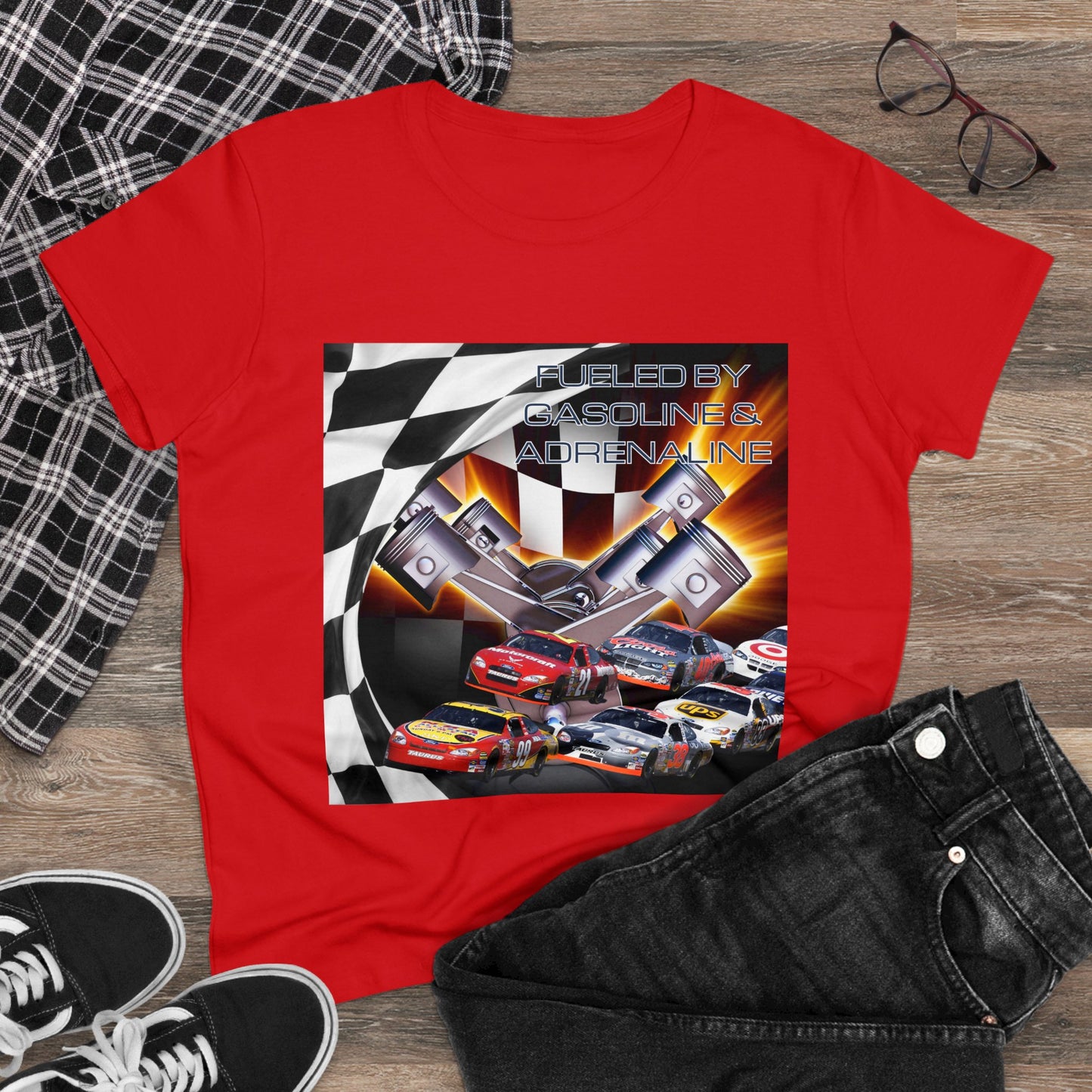 Fueled by Gasoline & Adrenaline - Women's Midweight Cotton Tee