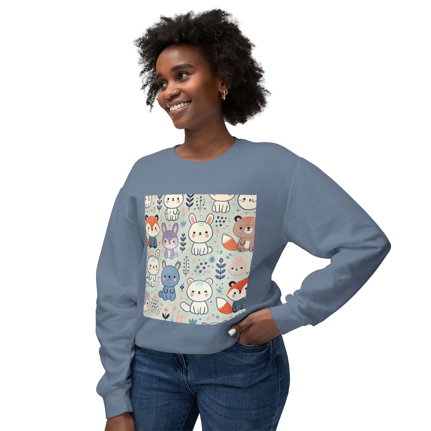 Whimsical Companions - Unisex Lightweight Crewneck Sweatshirt