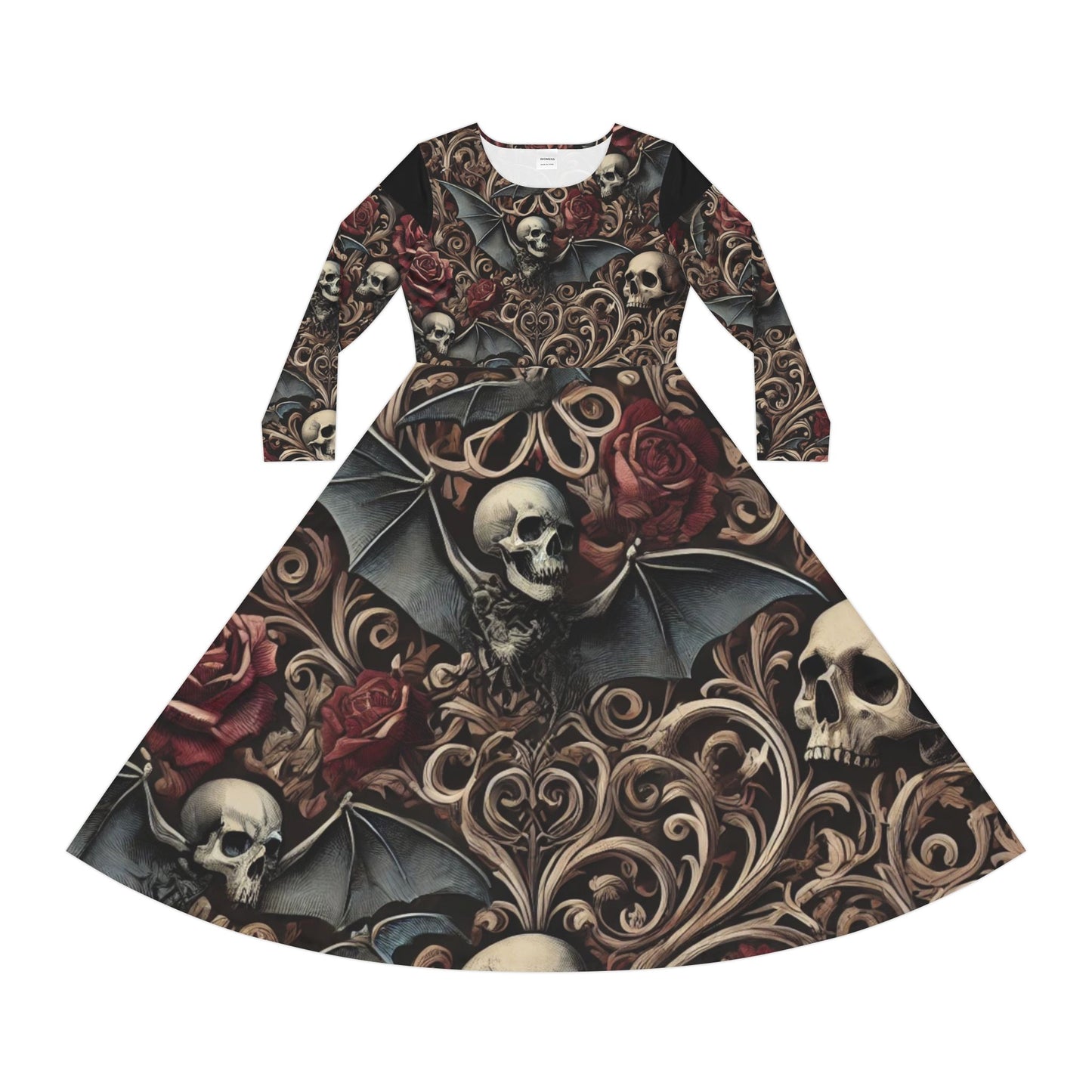 Nocturnal Elegy - Women's Long Sleeve Dance Dress (AOP)