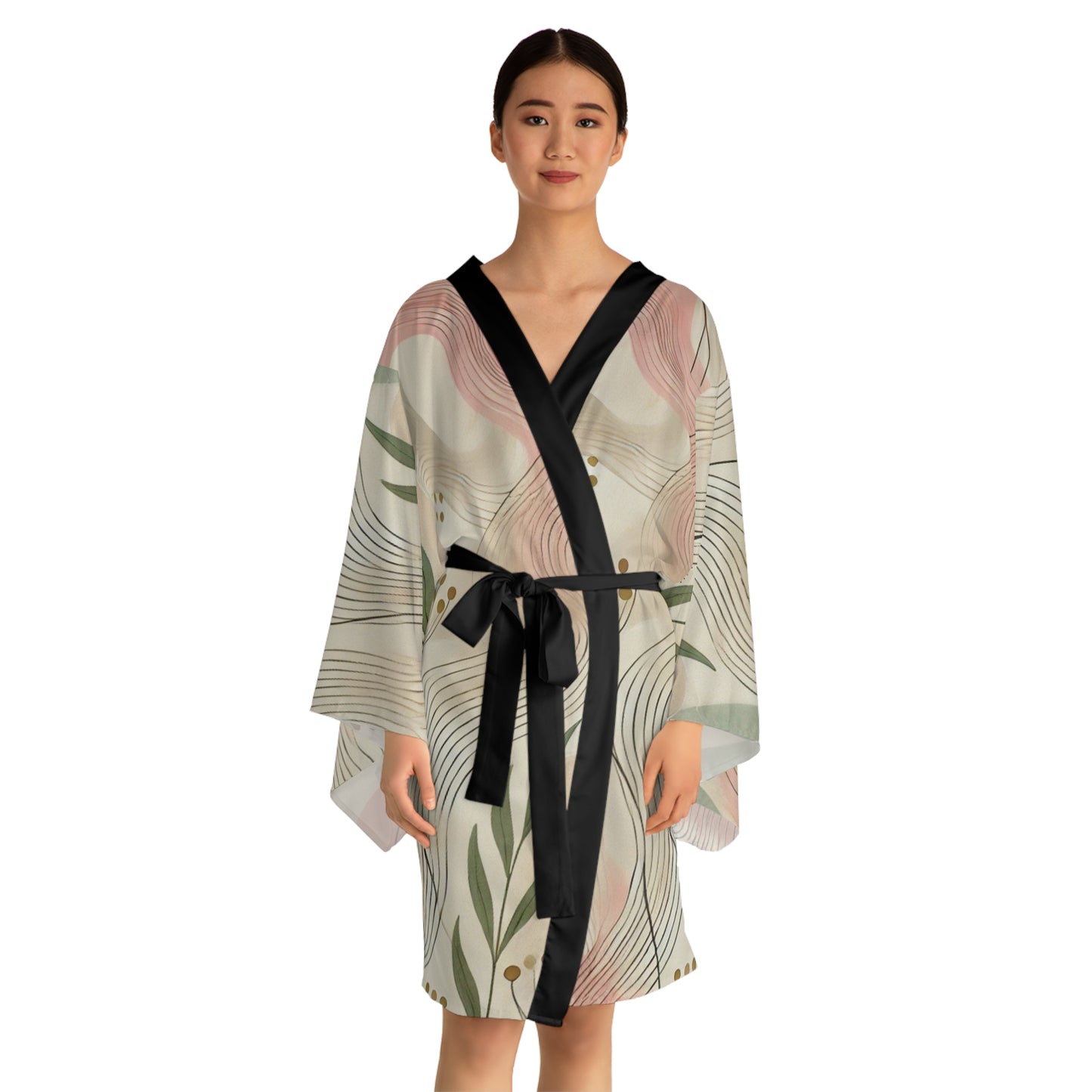 Botanical Breeze - Long Sleeve Kimono Robe (AOP)