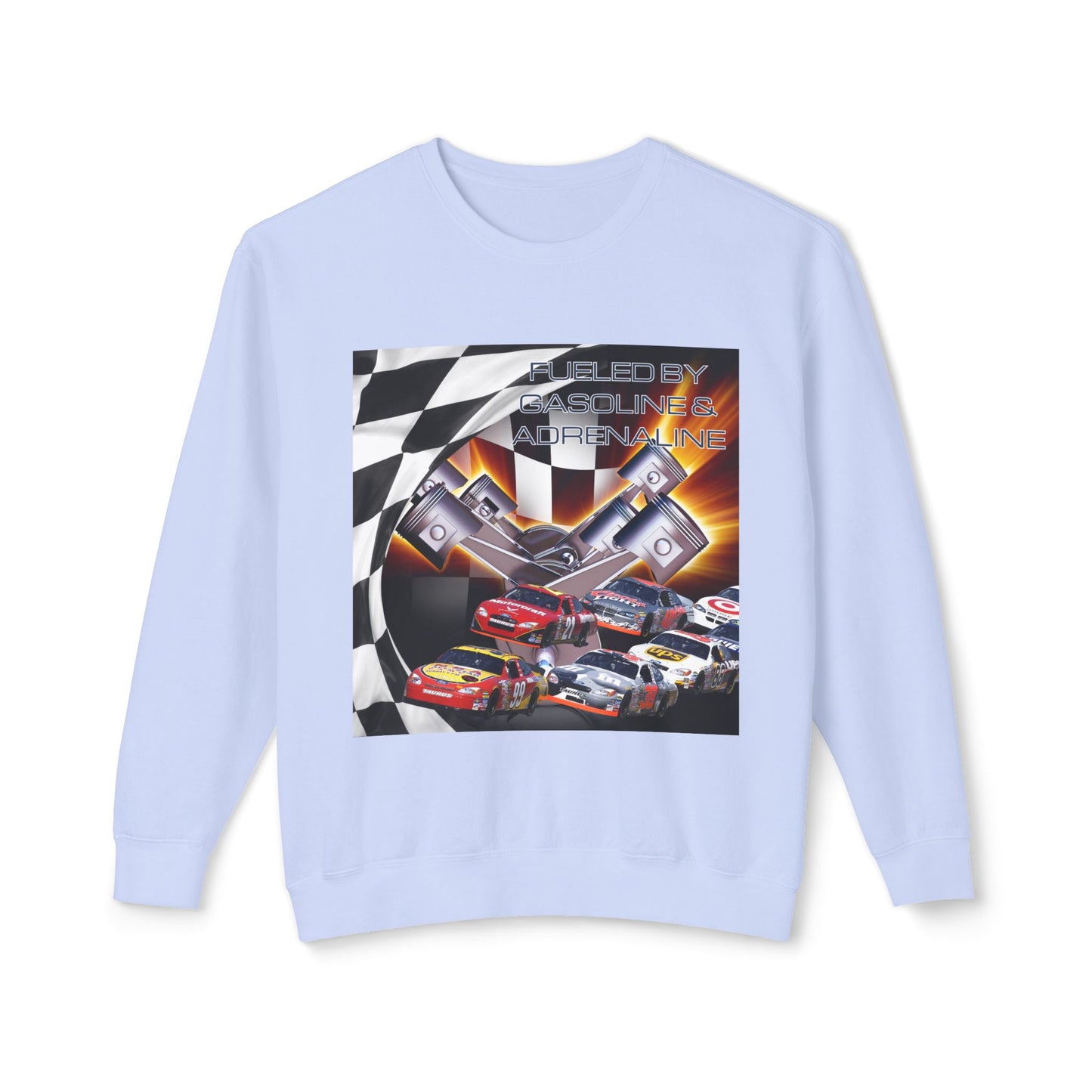 Fueled by Gasoline & Adrenaline - Unisex Lightweight Crewneck Sweatshirt