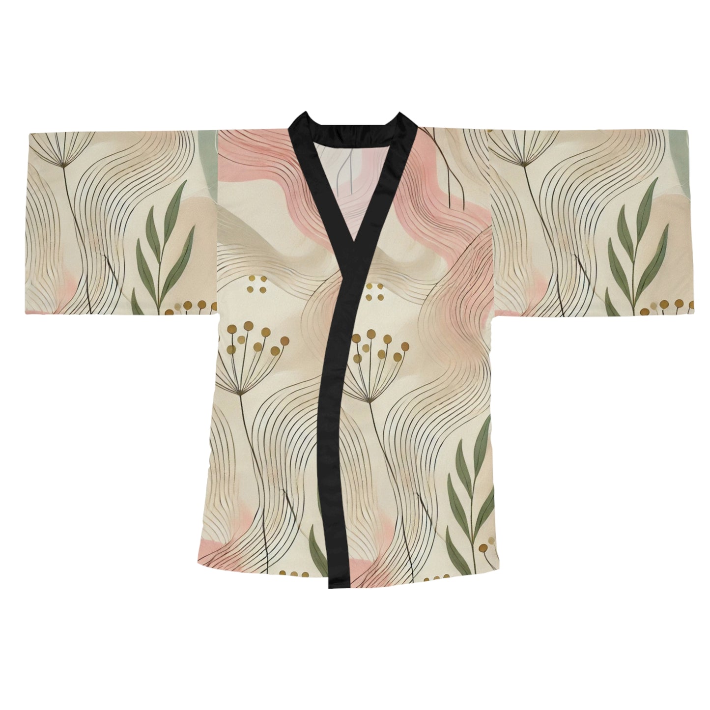 Botanical Breeze - Long Sleeve Kimono Robe (AOP)