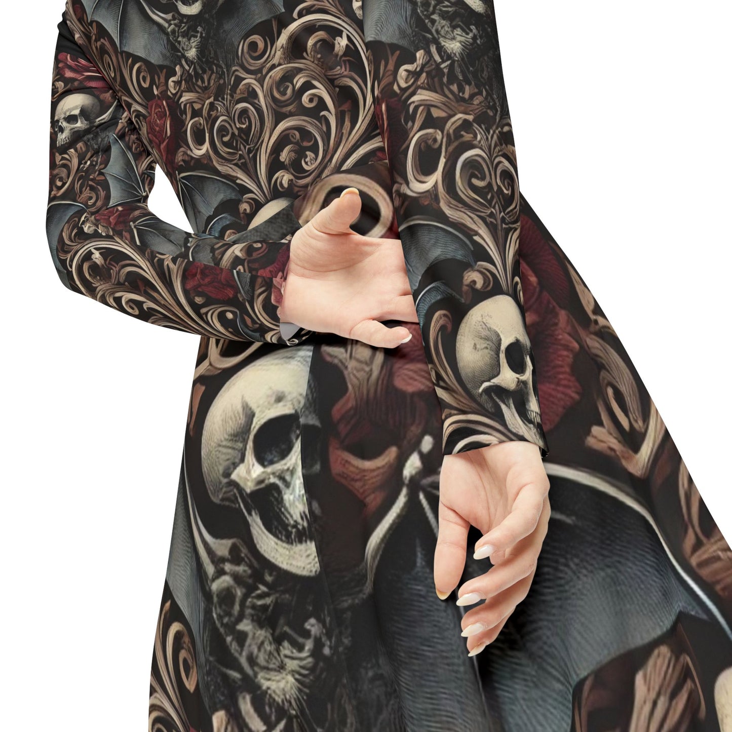 Nocturnal Elegy - Women's Long Sleeve Dance Dress (AOP)