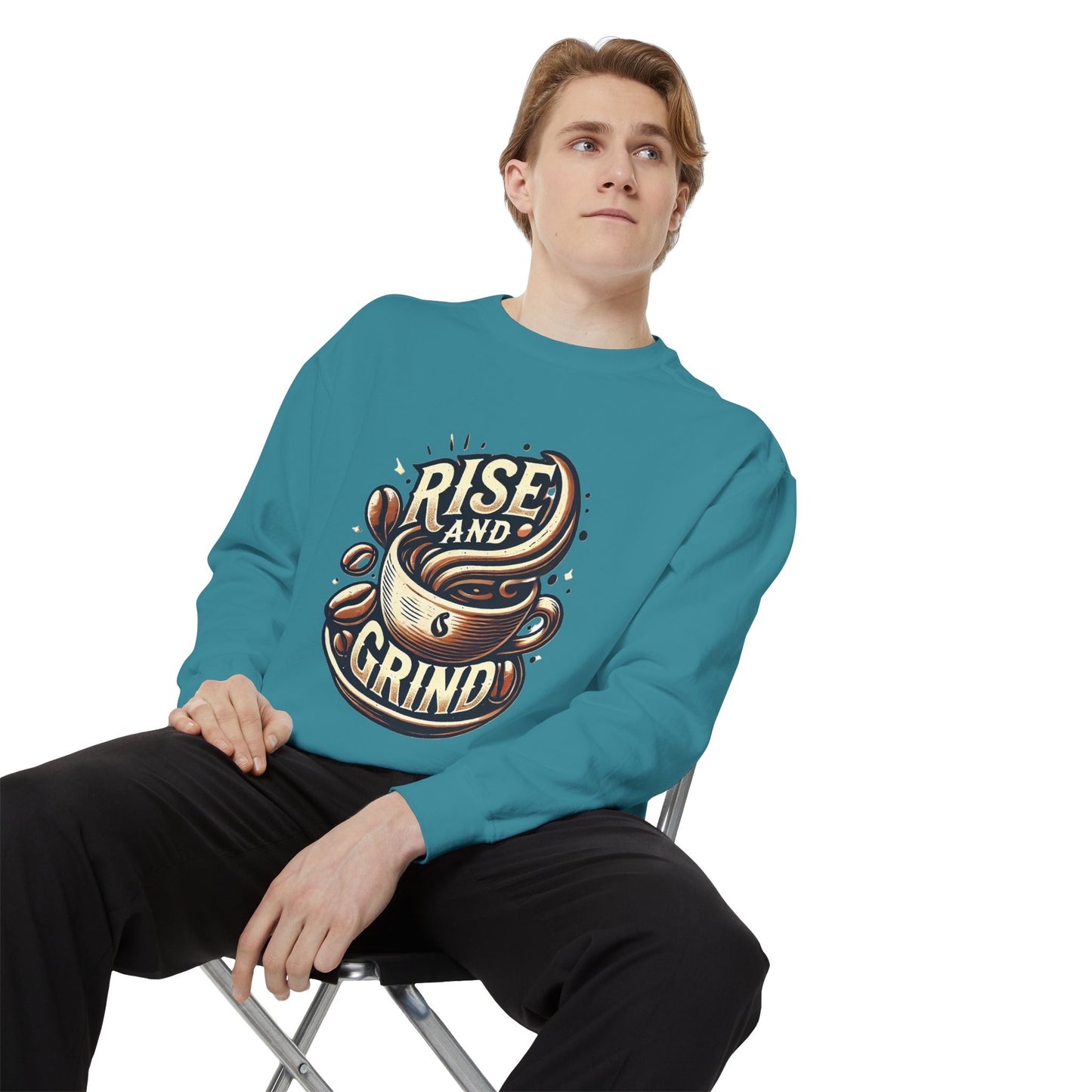 Rise and Grind - Unisex Garment-Dyed Sweatshirt