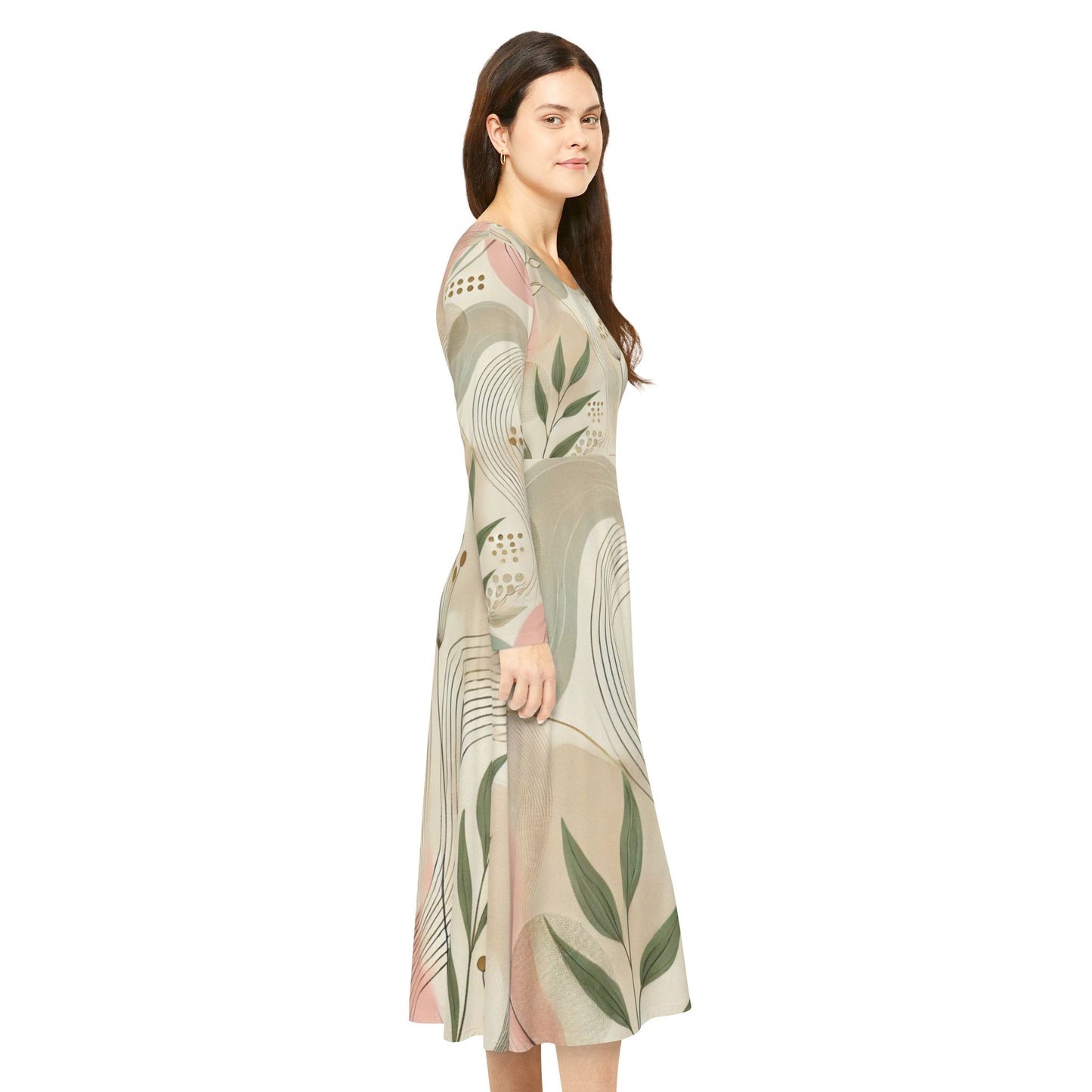 Botanical Breeze - Women's Long Sleeve Dance Dress (AOP)