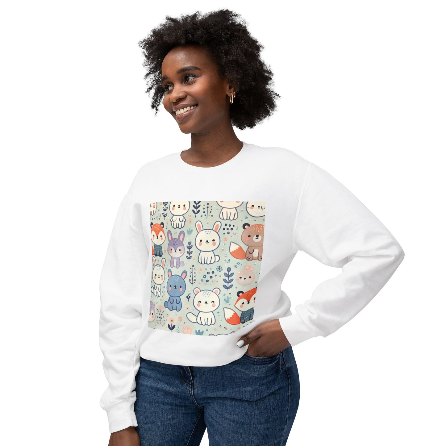 Whimsical Companions - Unisex Lightweight Crewneck Sweatshirt