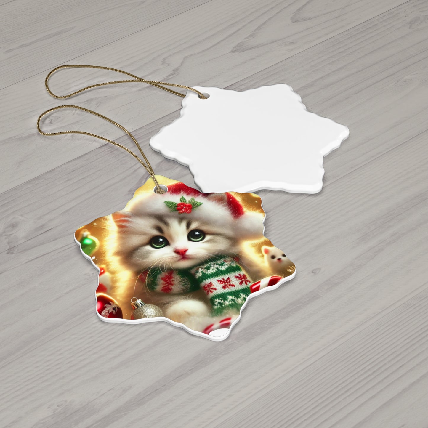 Purr-fectly Merry Christmas - Ceramic Ornament, 4 Shapes