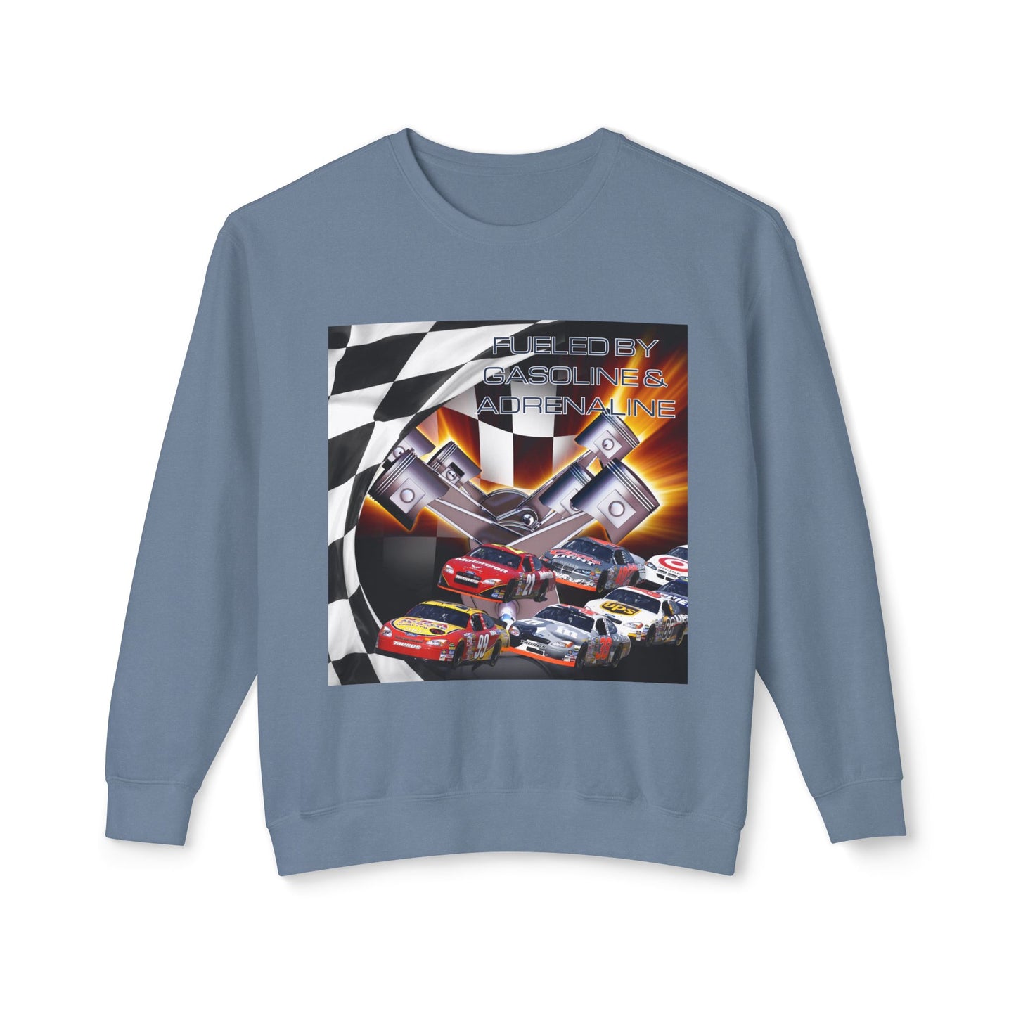 Fueled by Gasoline & Adrenaline - Unisex Lightweight Crewneck Sweatshirt