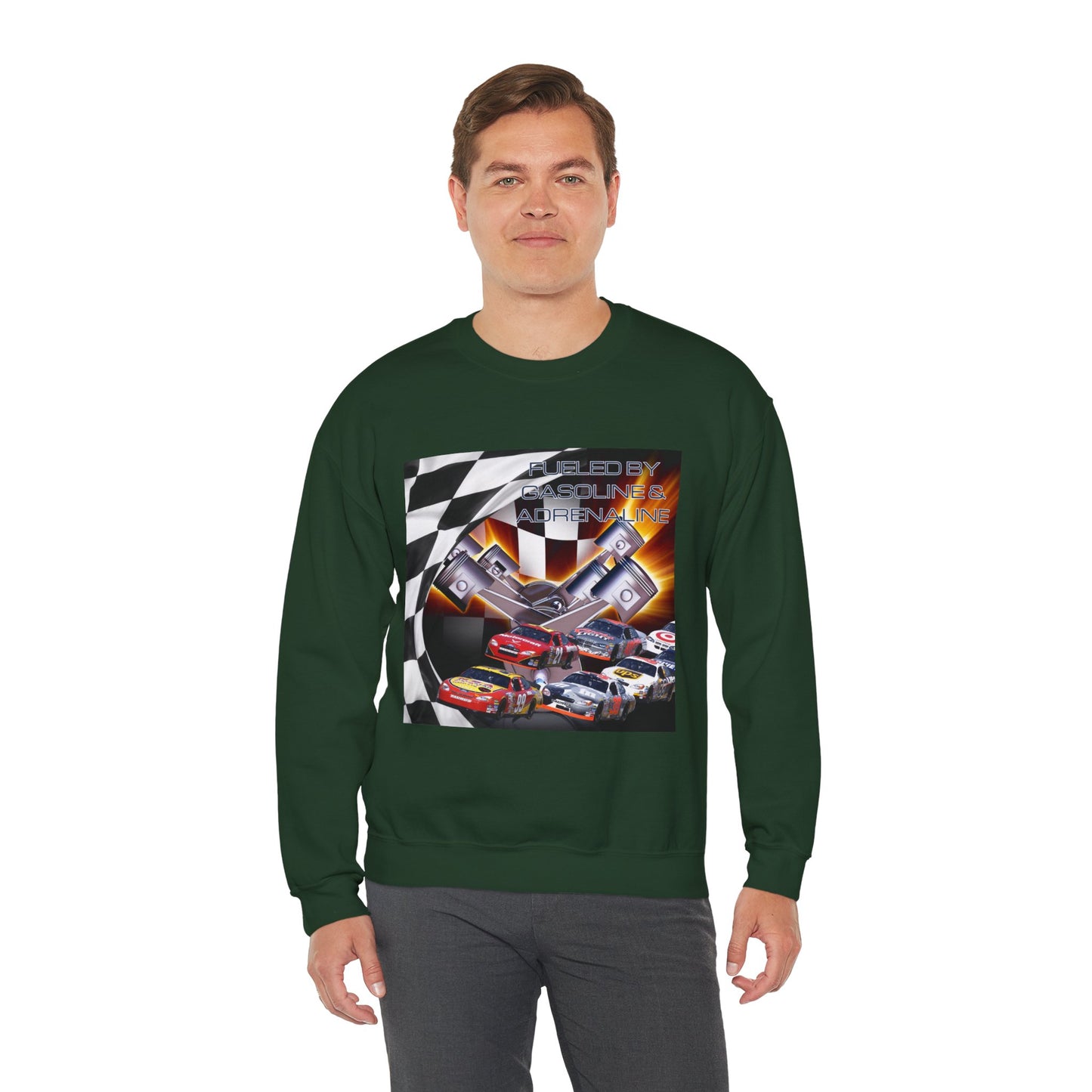 Fueled by Gasoline & Adrenaline - Unisex Heavy Blend™ Crewneck Sweatshirt