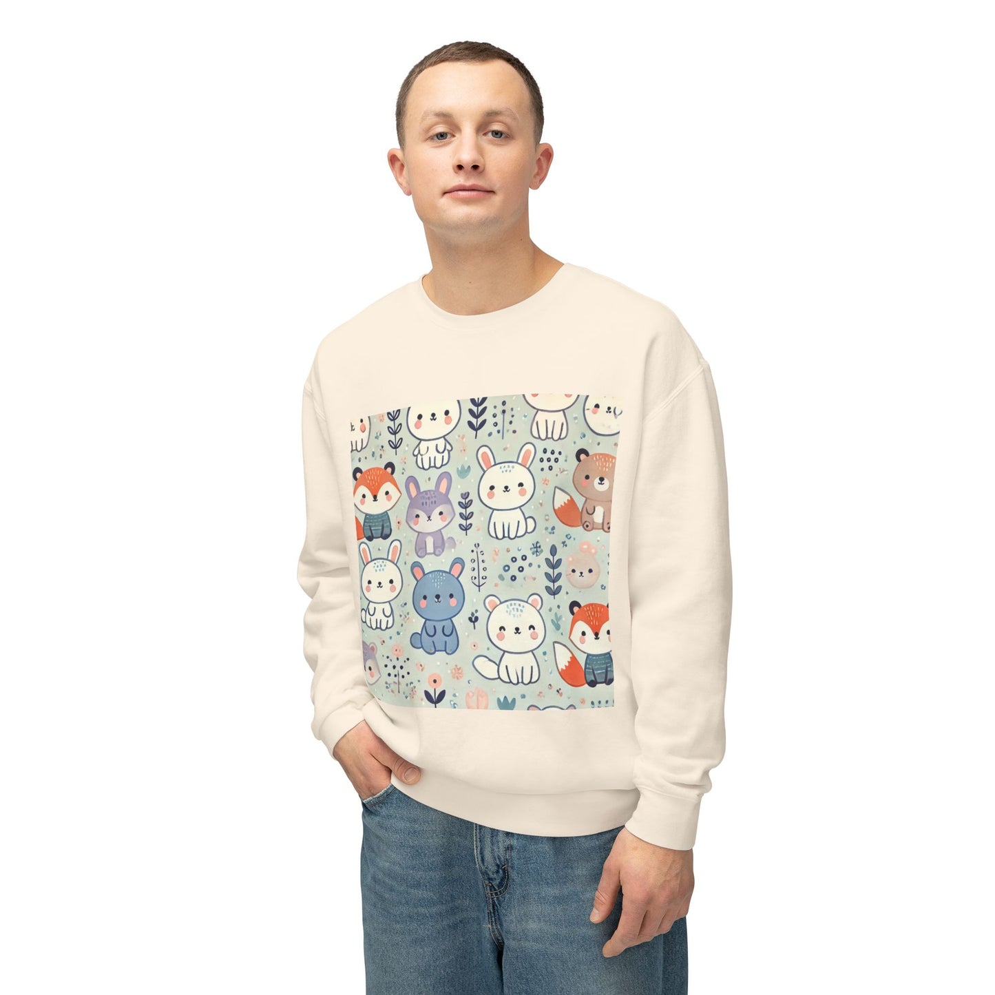 Whimsical Companions - Unisex Lightweight Crewneck Sweatshirt