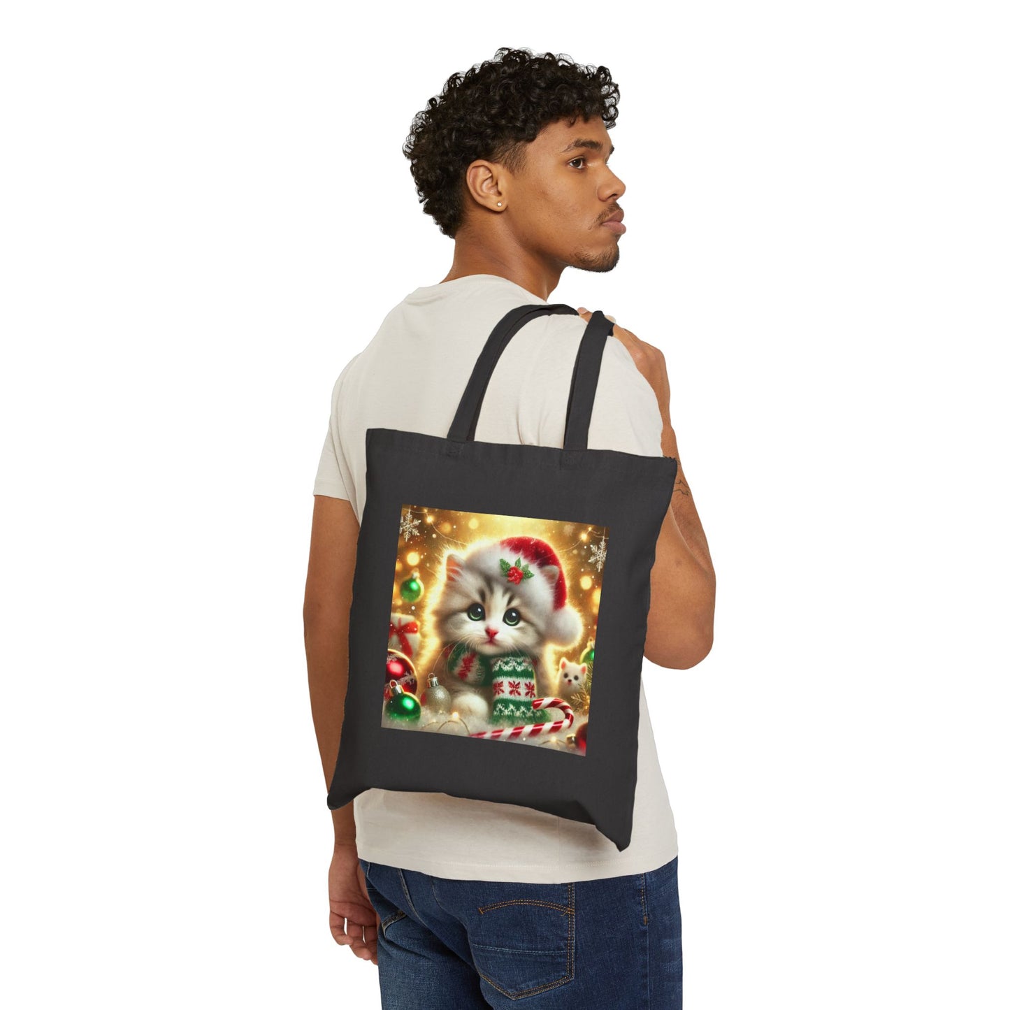 Purr-fectly Merry Christmas - Cotton Canvas Tote Bag