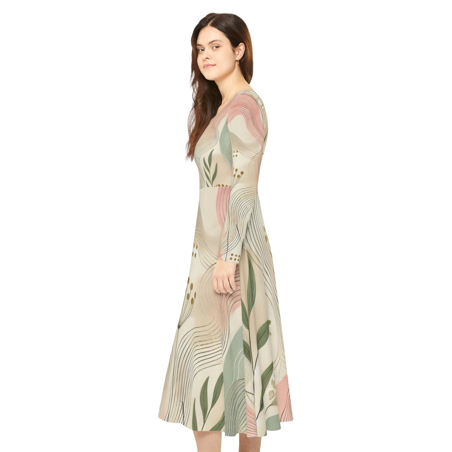 Botanical Breeze - Women's Long Sleeve Dance Dress (AOP)