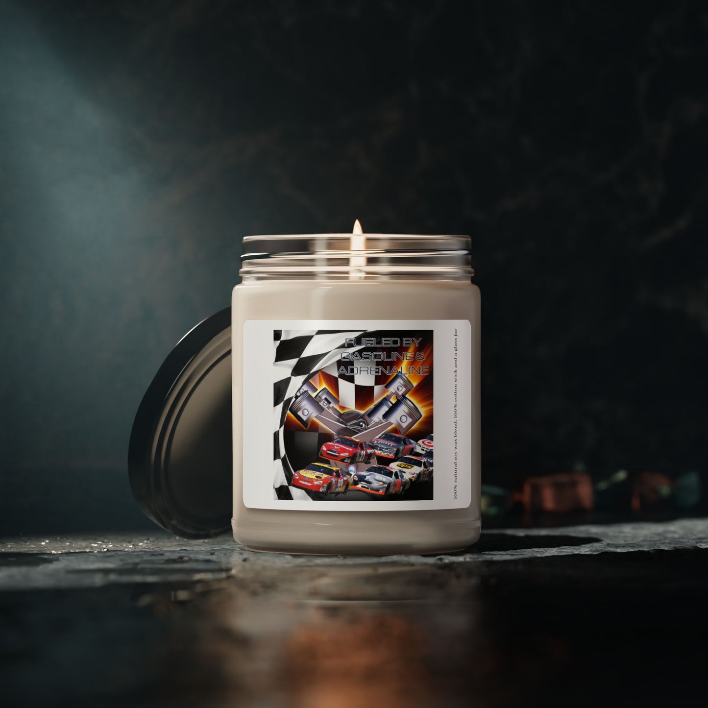 Fueled by Gasoline & Adrenaline - Scented Soy Candle, 9oz