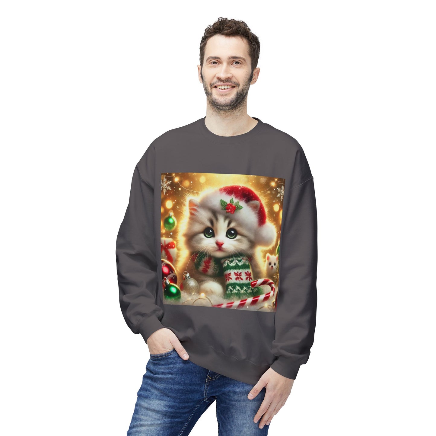 Purr-fectly Merry Christmas - Unisex Midweight Softstyle Fleece Crewneck Sweatshirt