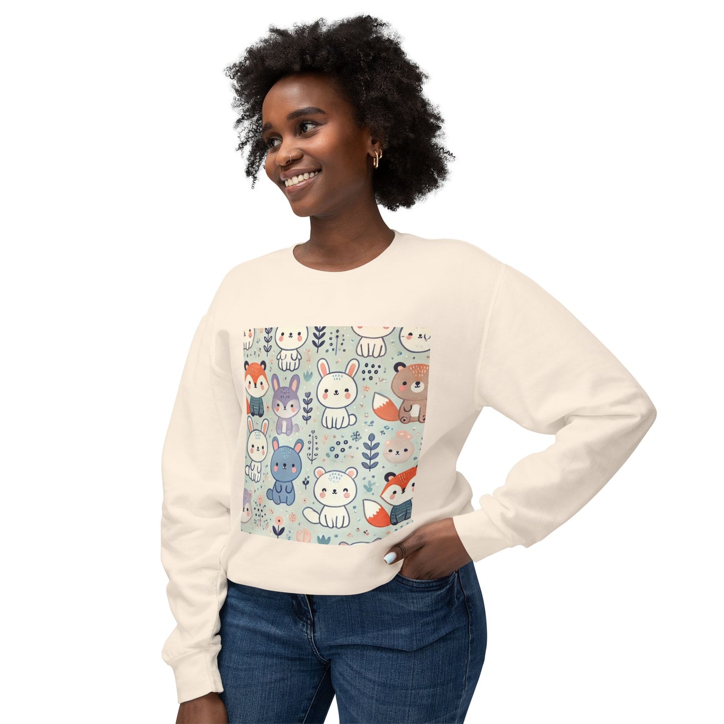 Whimsical Companions - Unisex Lightweight Crewneck Sweatshirt